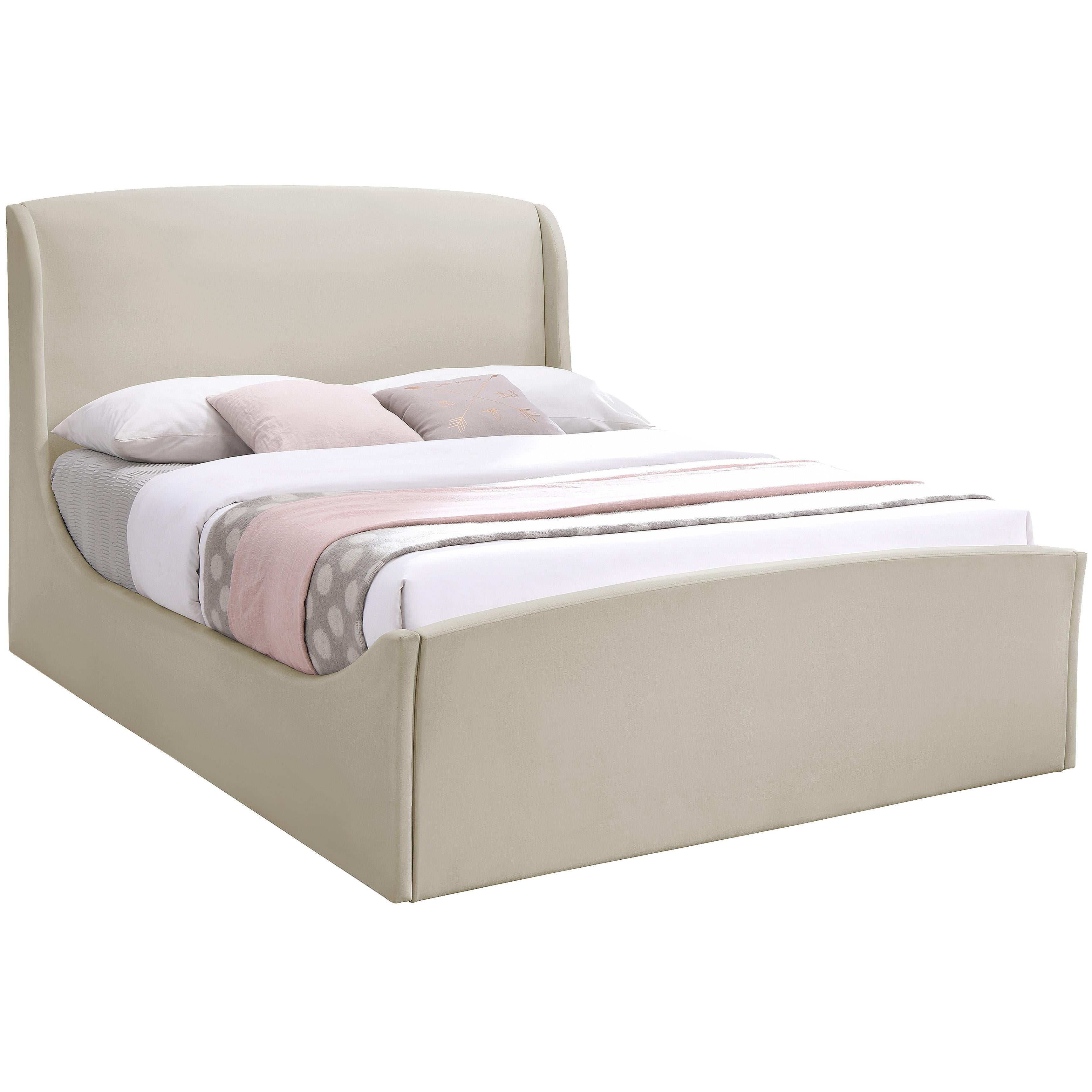 Meridian Tess Cream Velvet King Bed (3 Boxes)