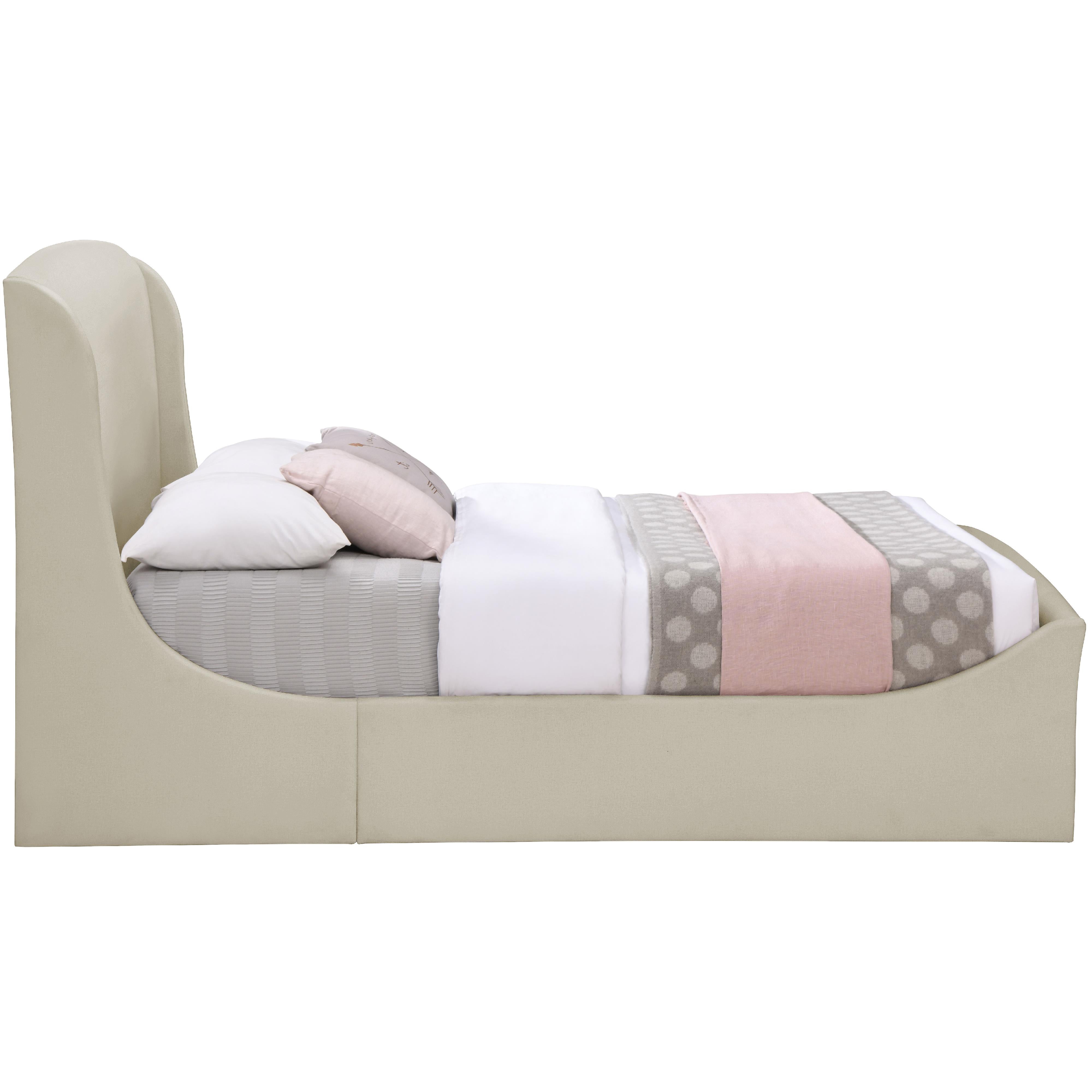 Meridian Tess Cream Velvet King Bed (3 Boxes)