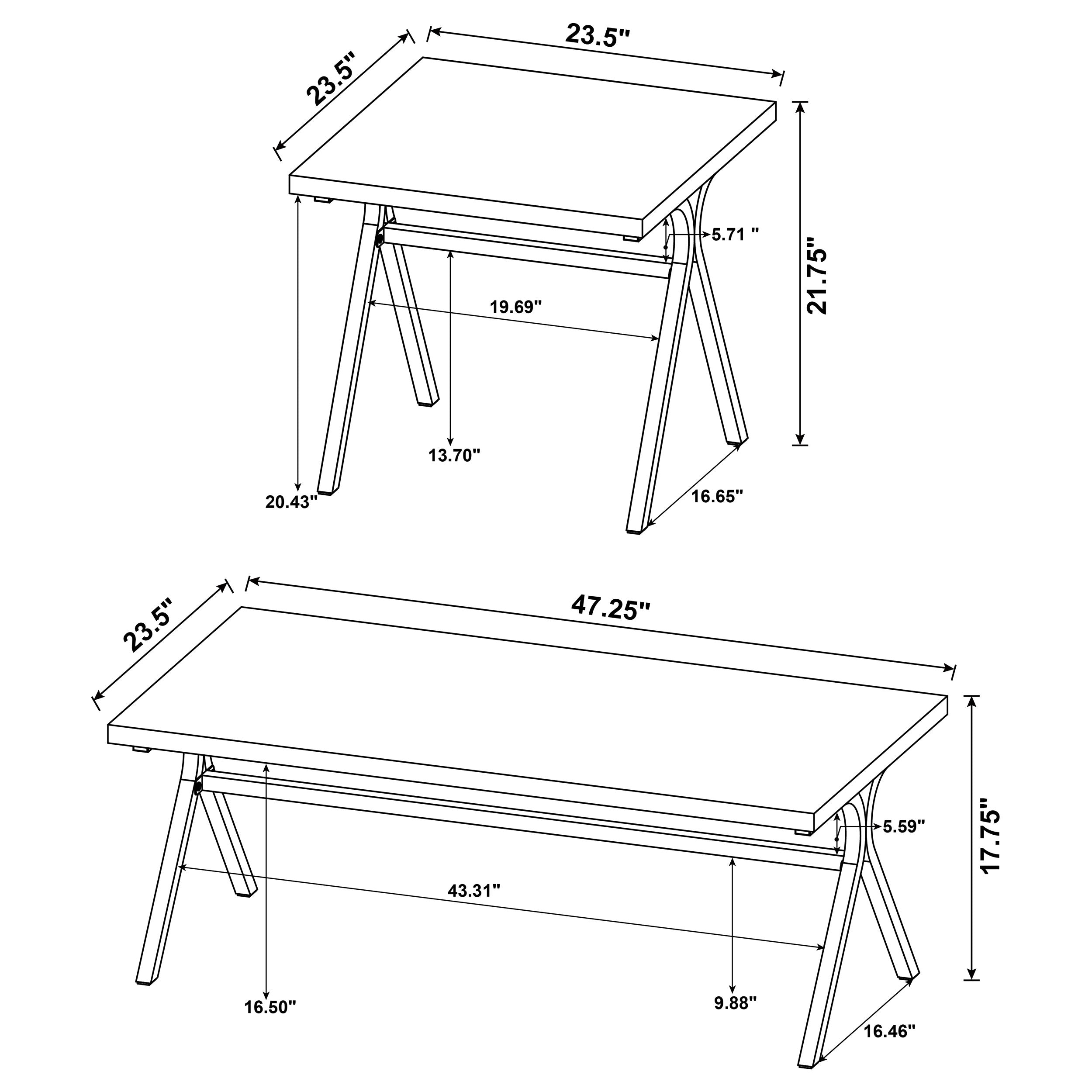 Colmar  Engineered Wood Coffee Table Set Golden Oak