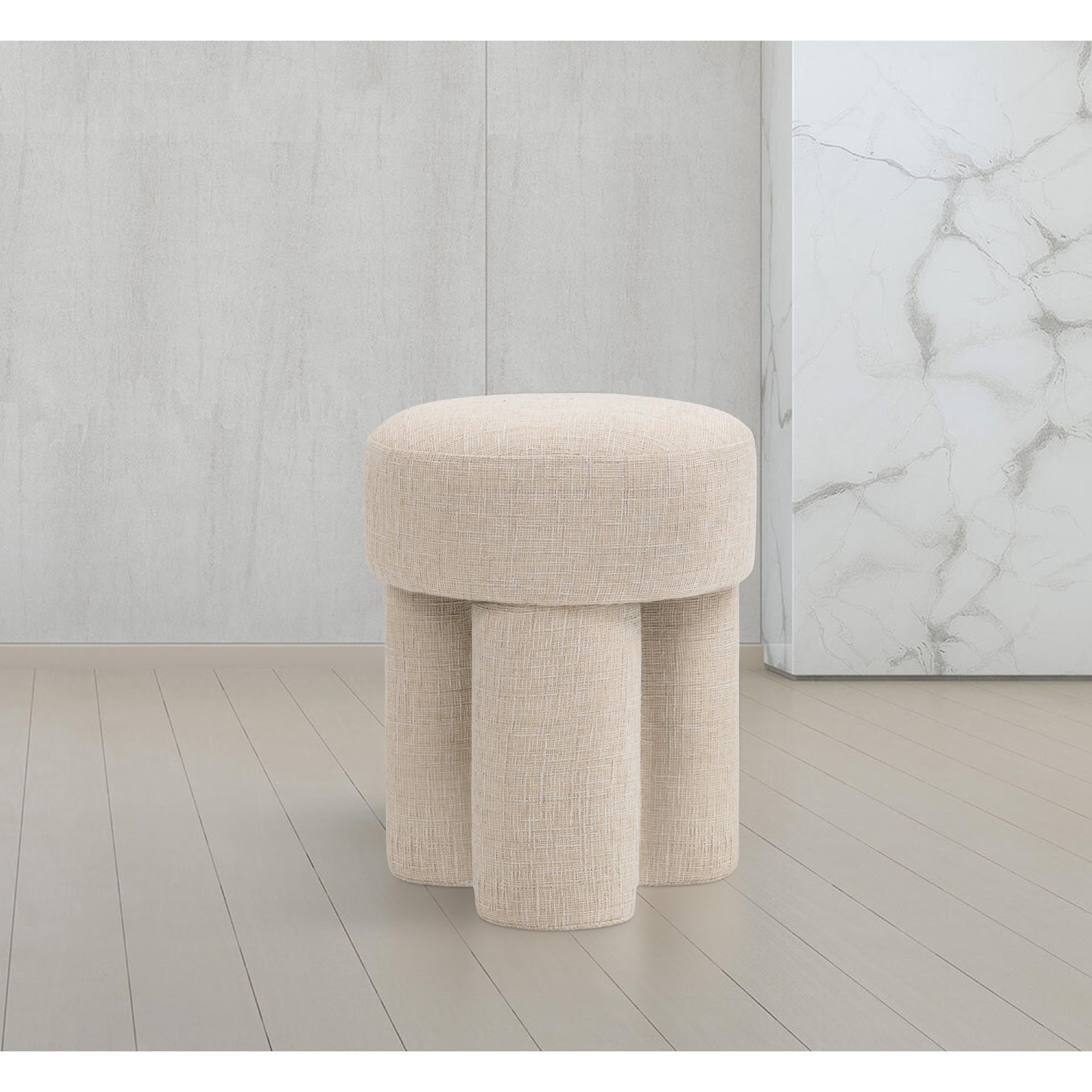 Meridian Larson Beige Polyester Fabric Ottoman/Stool