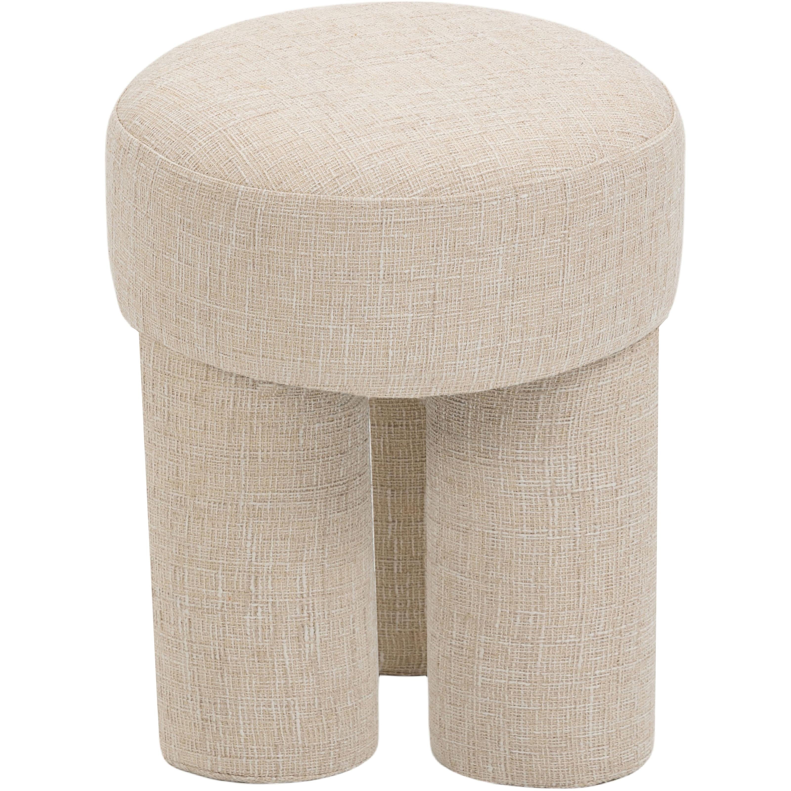 Meridian Larson Beige Polyester Fabric Ottoman/Stool