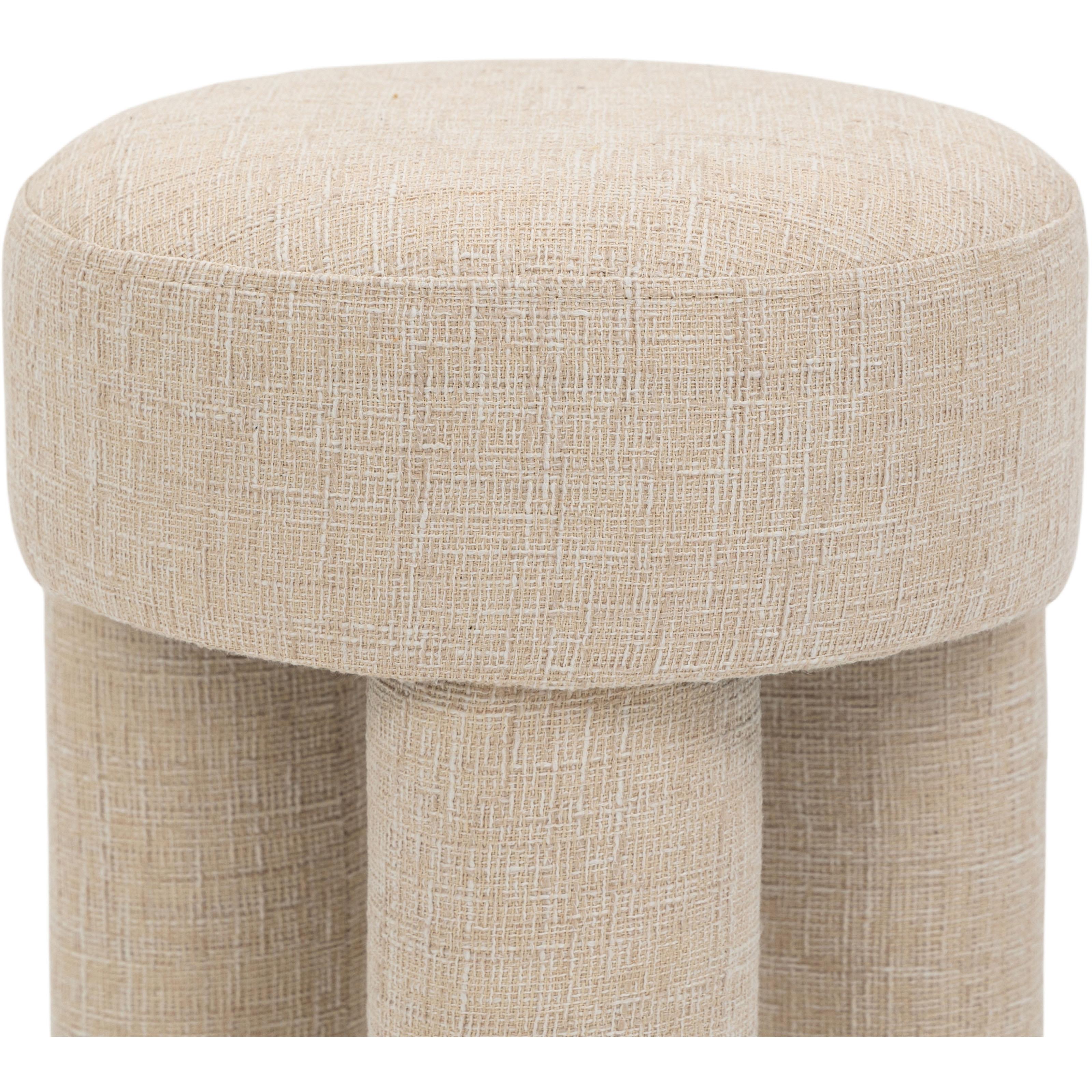 Meridian Larson Beige Polyester Fabric Ottoman/Stool