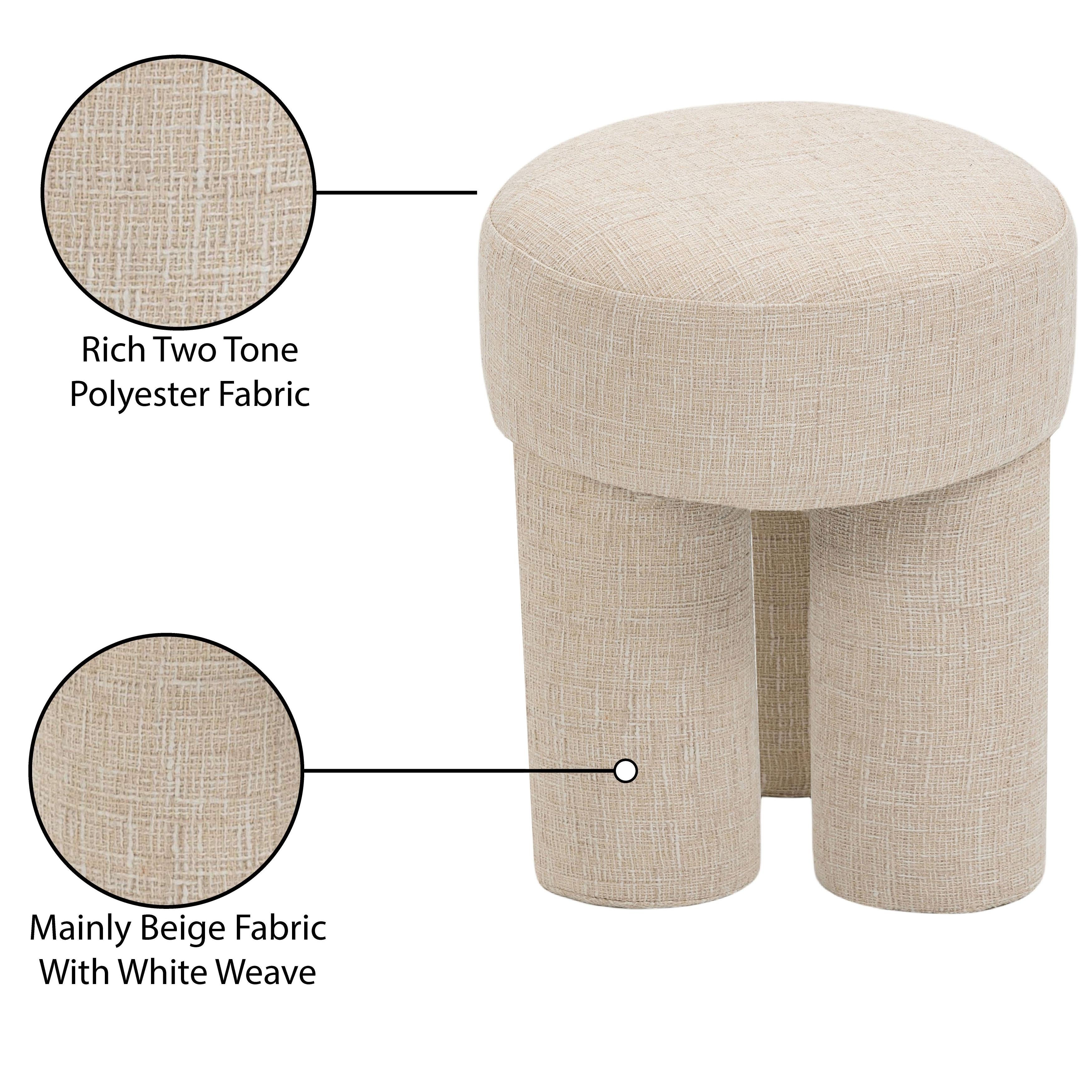 Meridian Larson Beige Polyester Fabric Ottoman/Stool