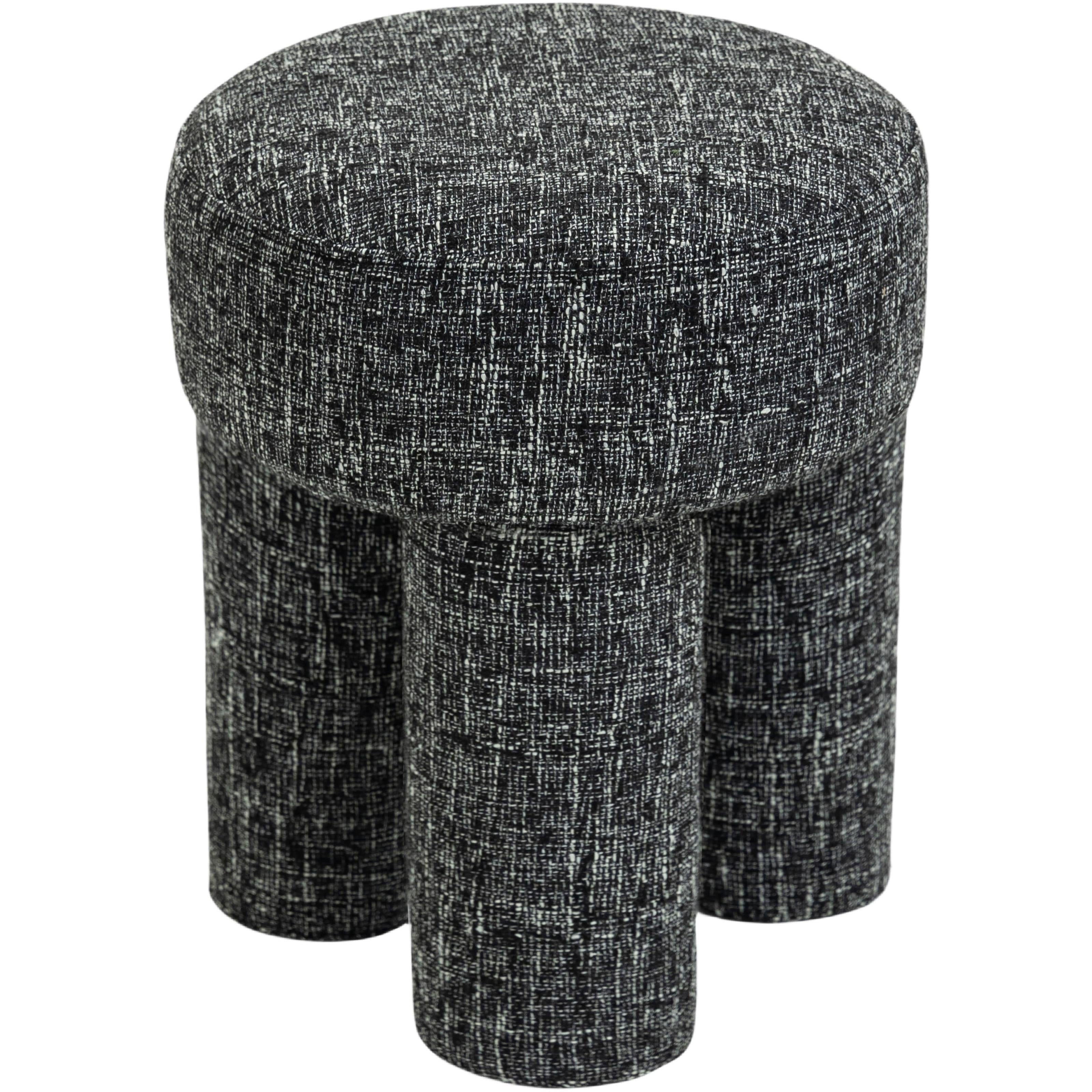 Meridian Larson Black Polyester Fabric Ottoman/Stool