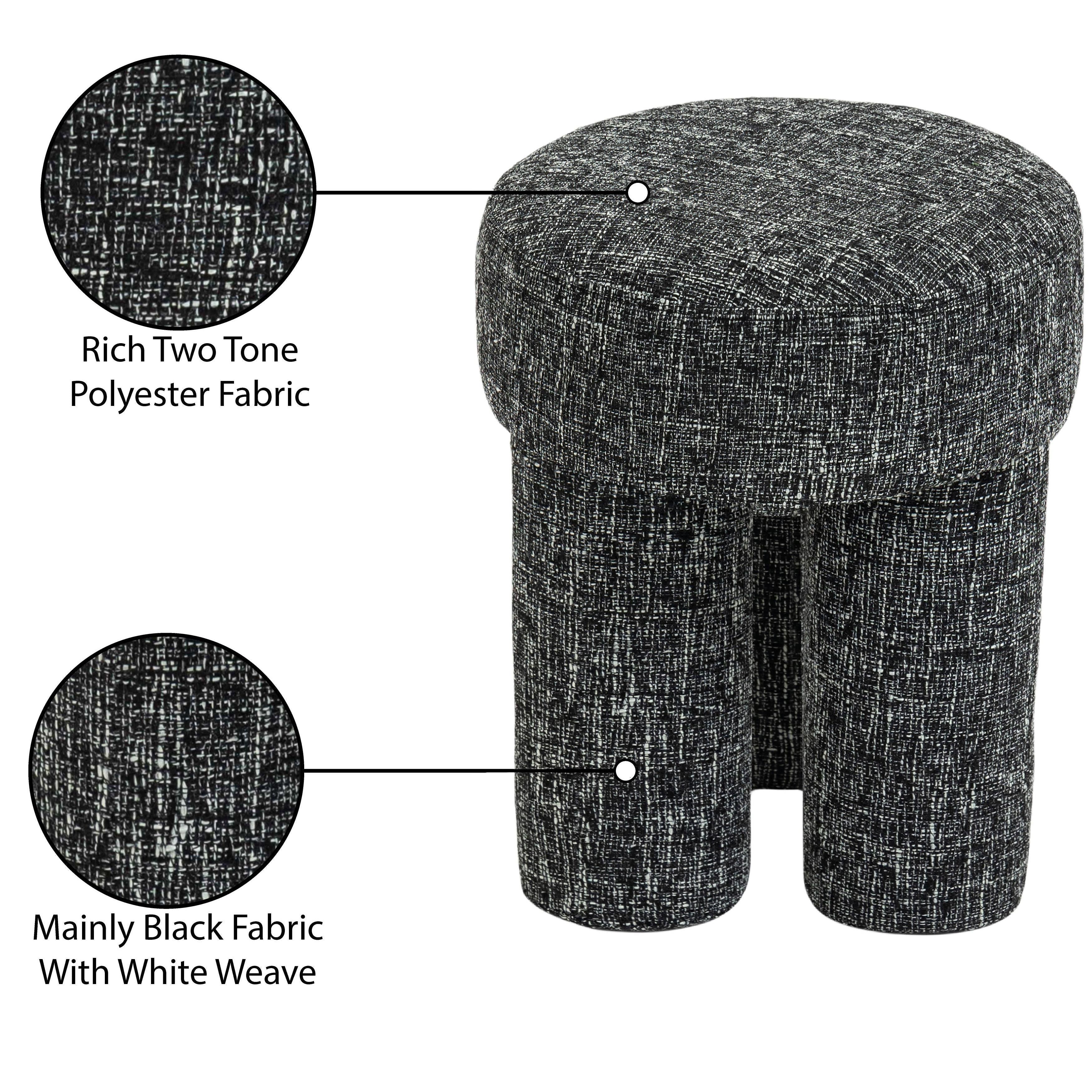 Meridian Larson Black Polyester Fabric Ottoman/Stool