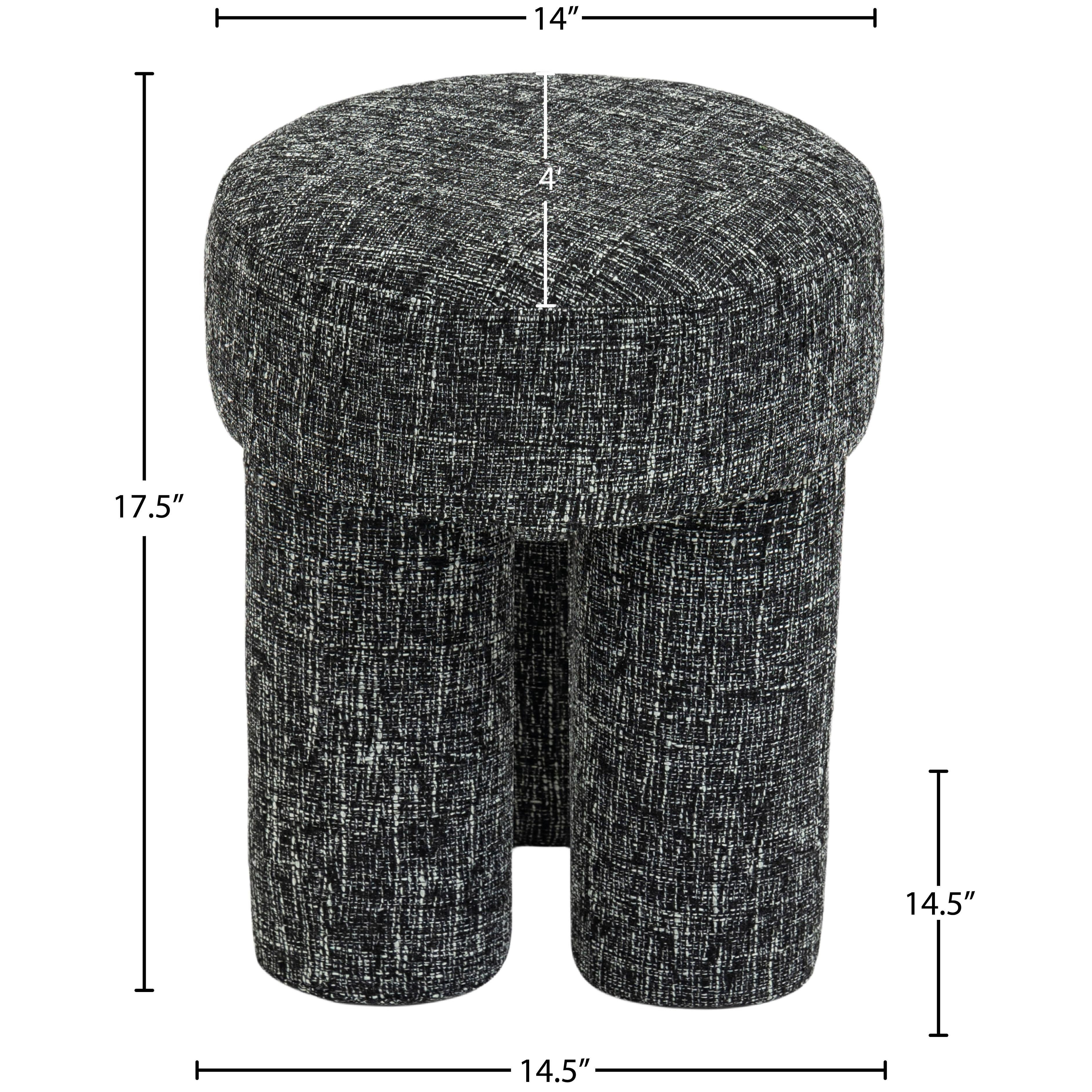 Meridian Larson Black Polyester Fabric Ottoman/Stool