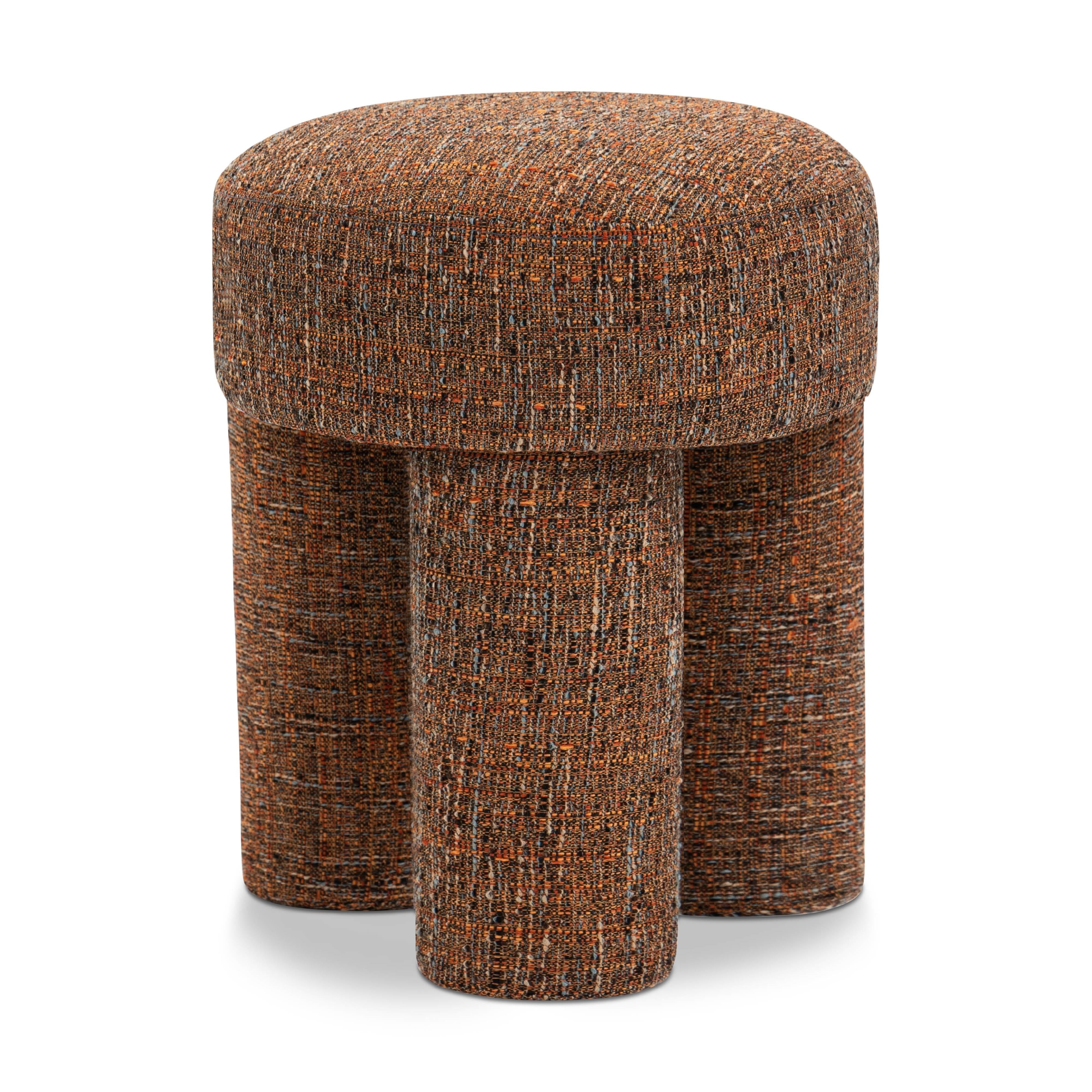 Meridian Larson Cognac Polyester Fabric Ottoman/Stool