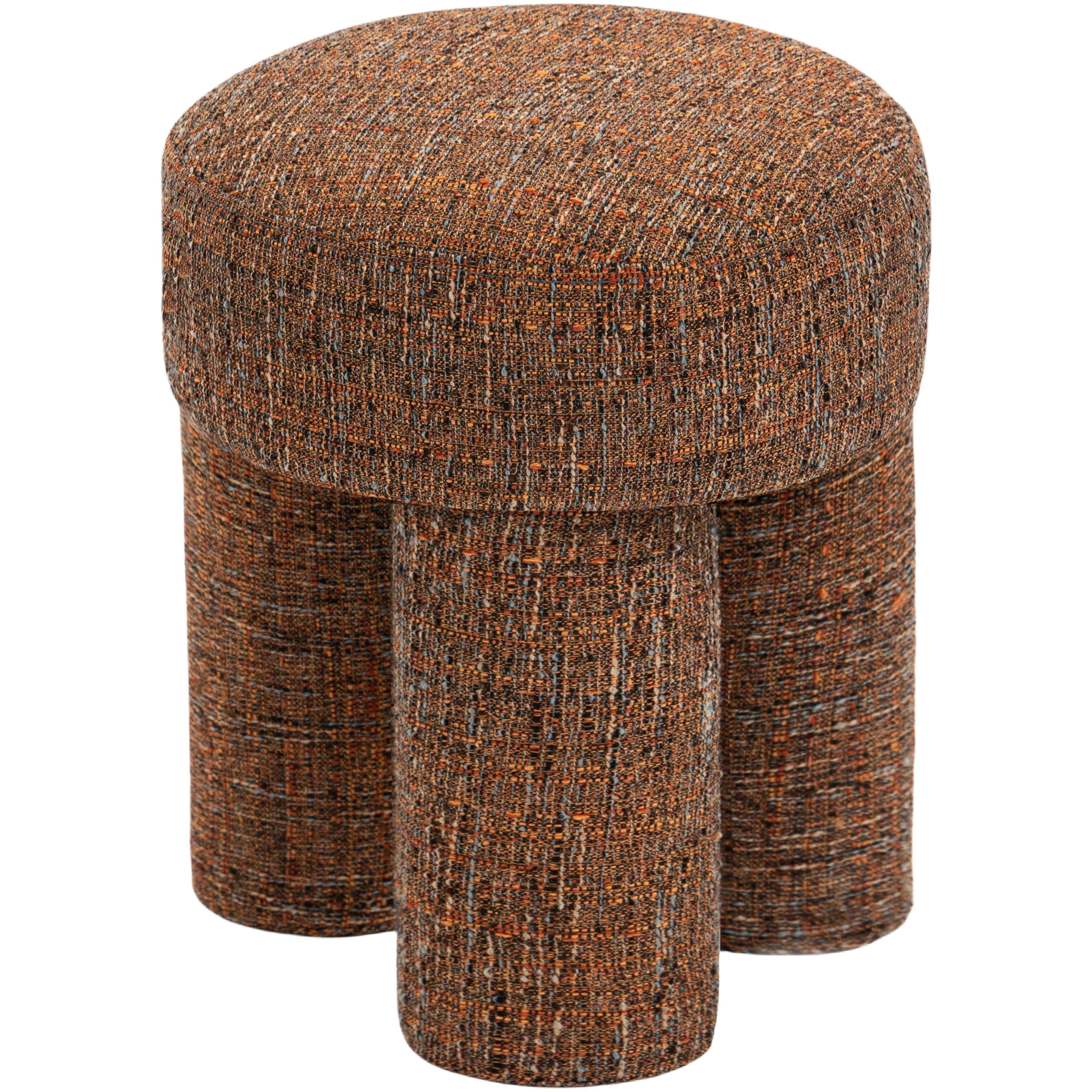 Meridian Larson Cognac Polyester Fabric Ottoman/Stool