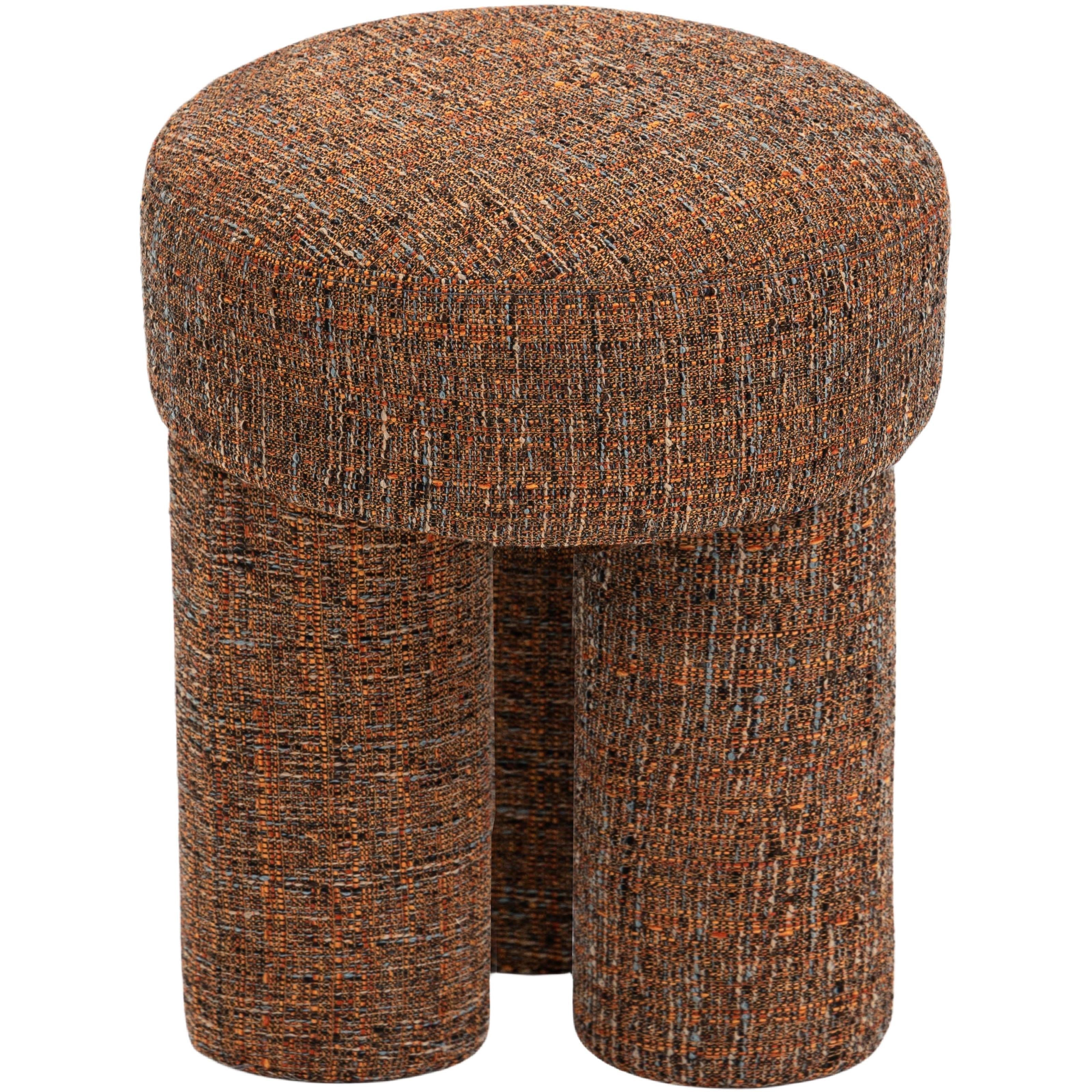 Meridian Larson Cognac Polyester Fabric Ottoman/Stool