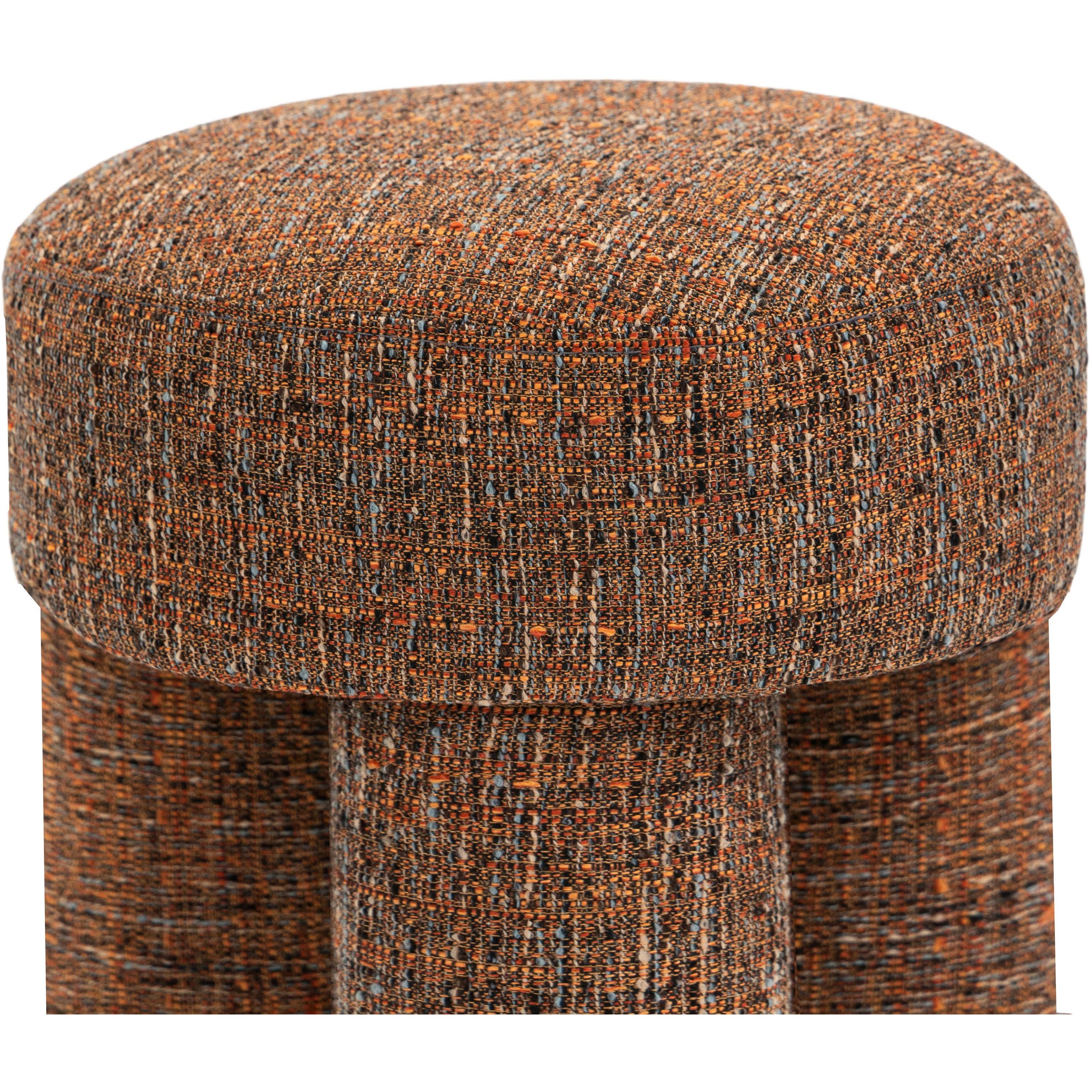 Meridian Larson Cognac Polyester Fabric Ottoman/Stool