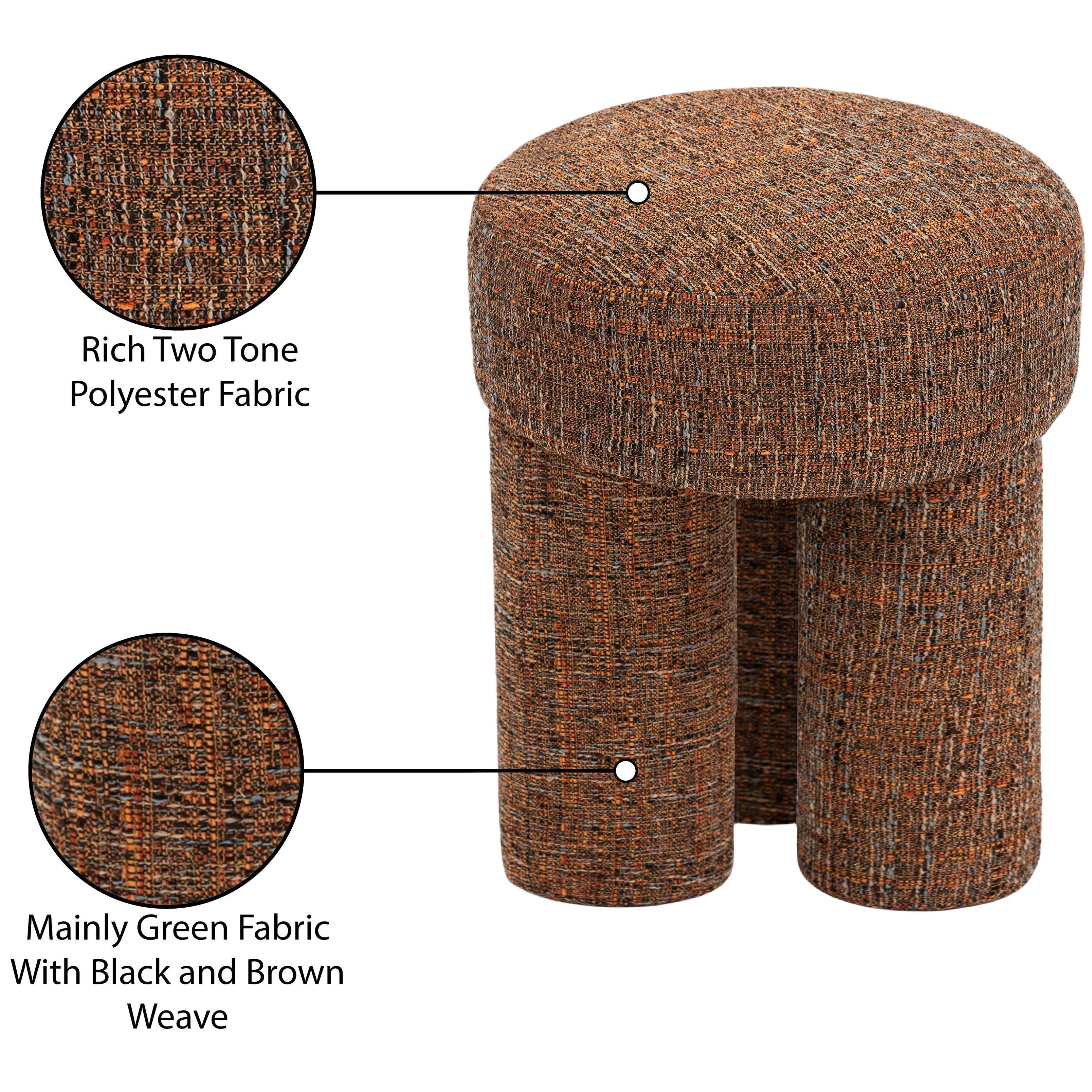 Meridian Larson Cognac Polyester Fabric Ottoman/Stool