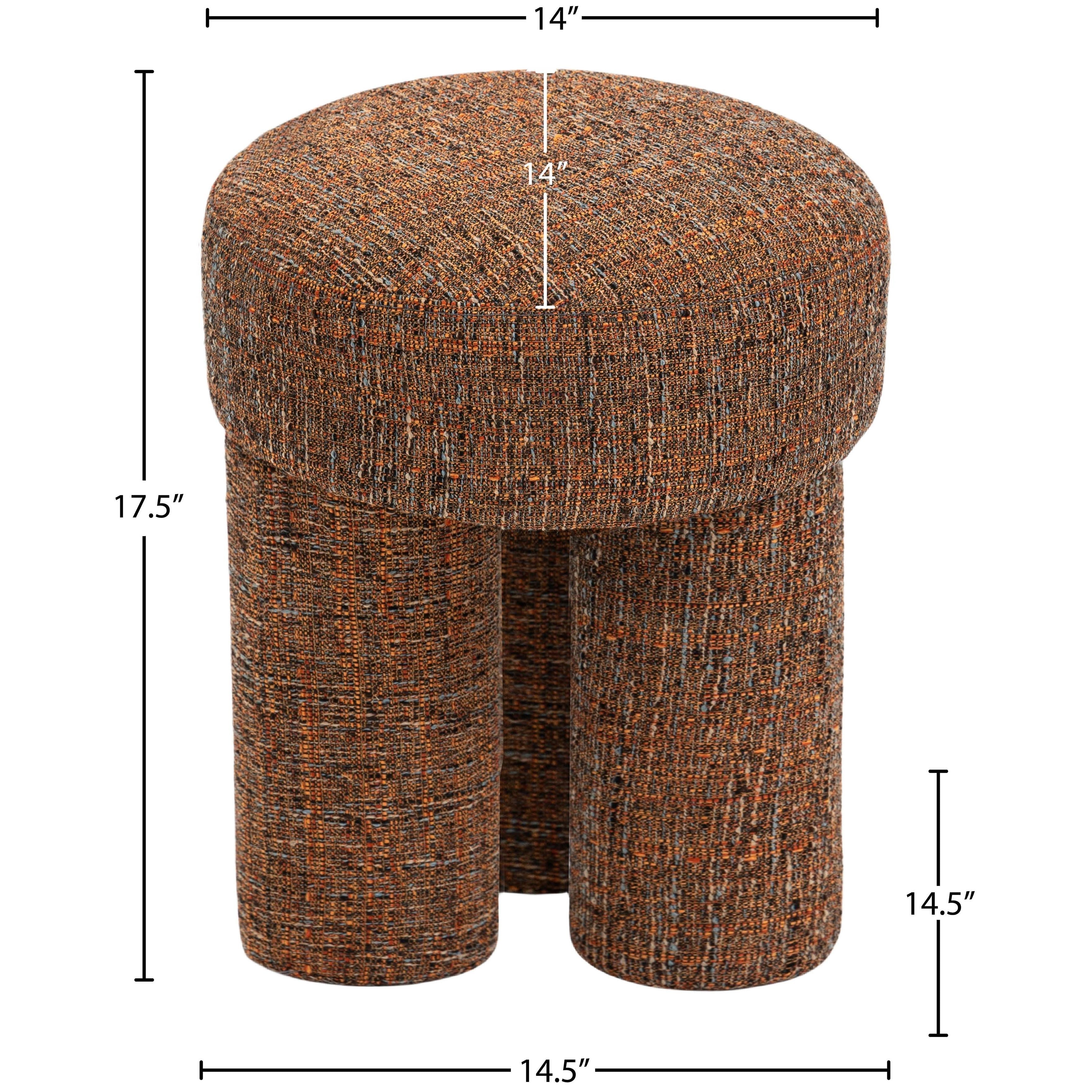 Meridian Larson Cognac Polyester Fabric Ottoman/Stool
