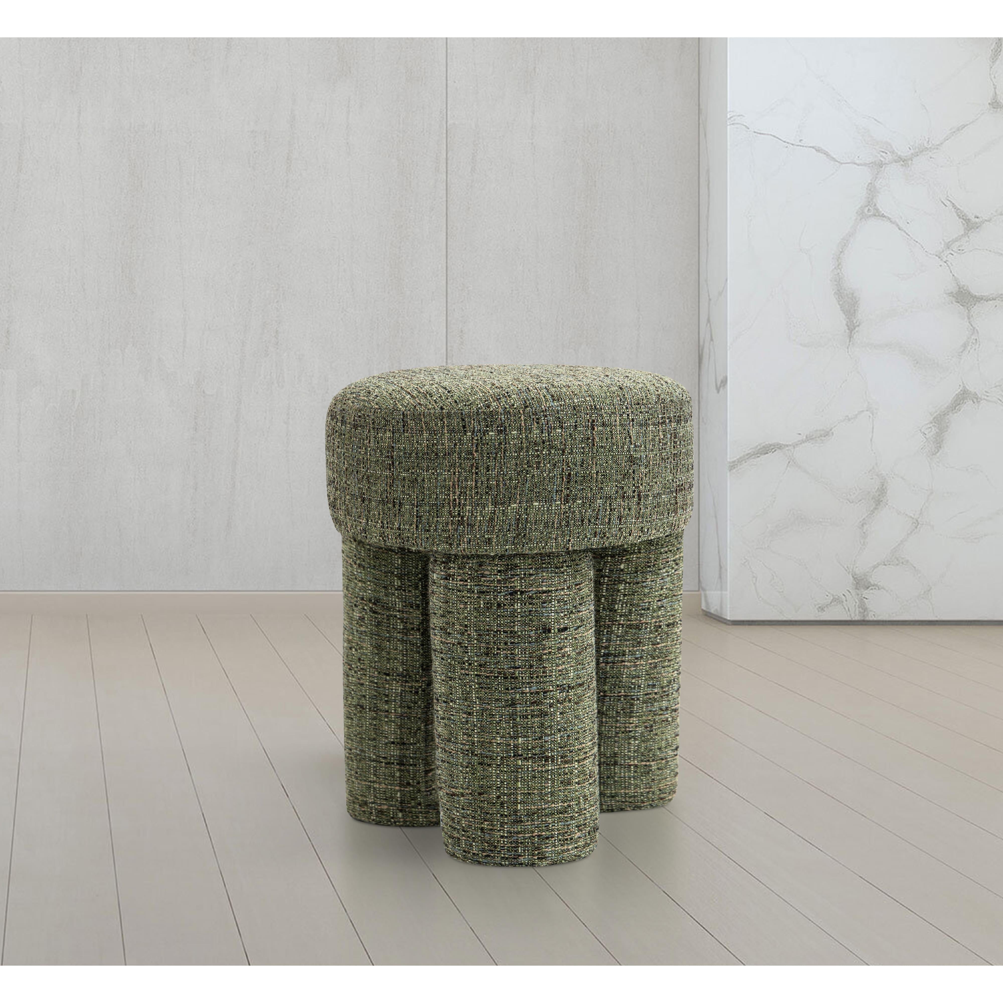 Meridian Larson Green Polyester Fabric Ottoman/Stool