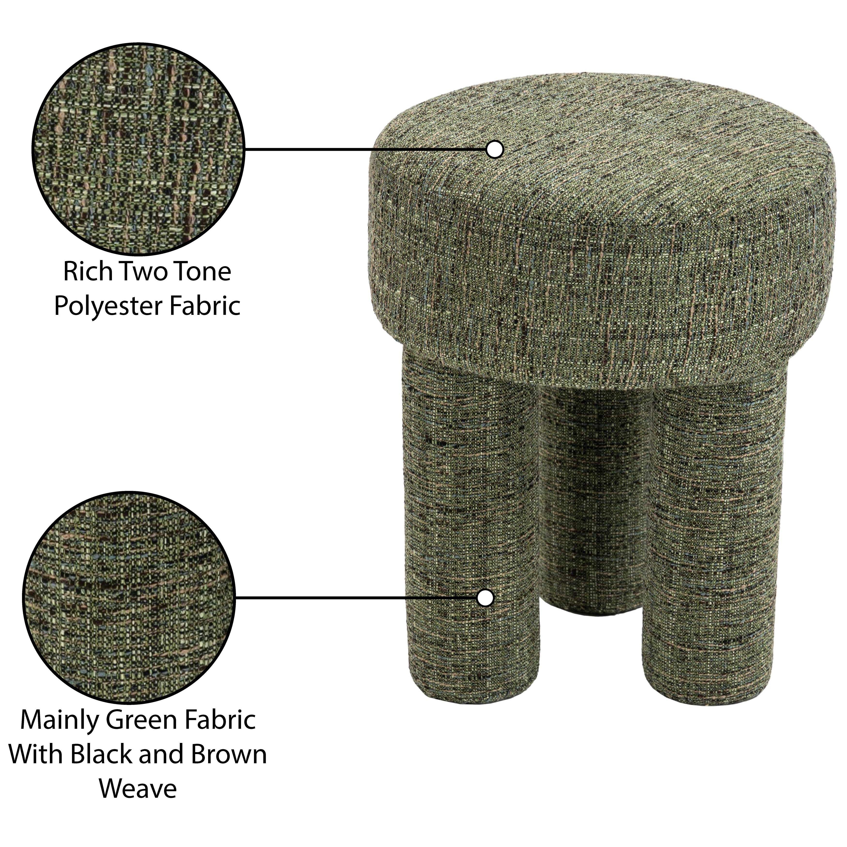Meridian Larson Green Polyester Fabric Ottoman/Stool