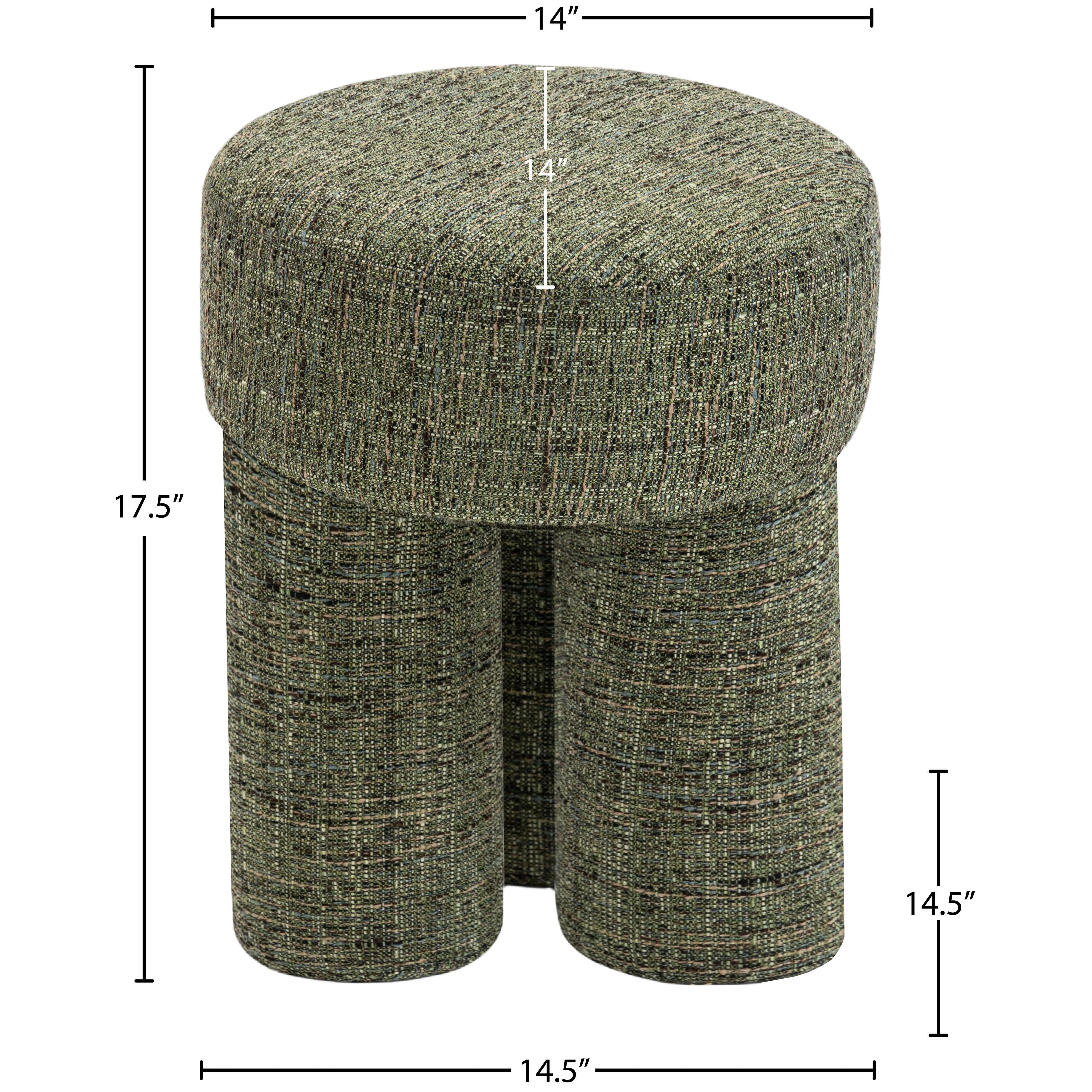Meridian Larson Green Polyester Fabric Ottoman/Stool