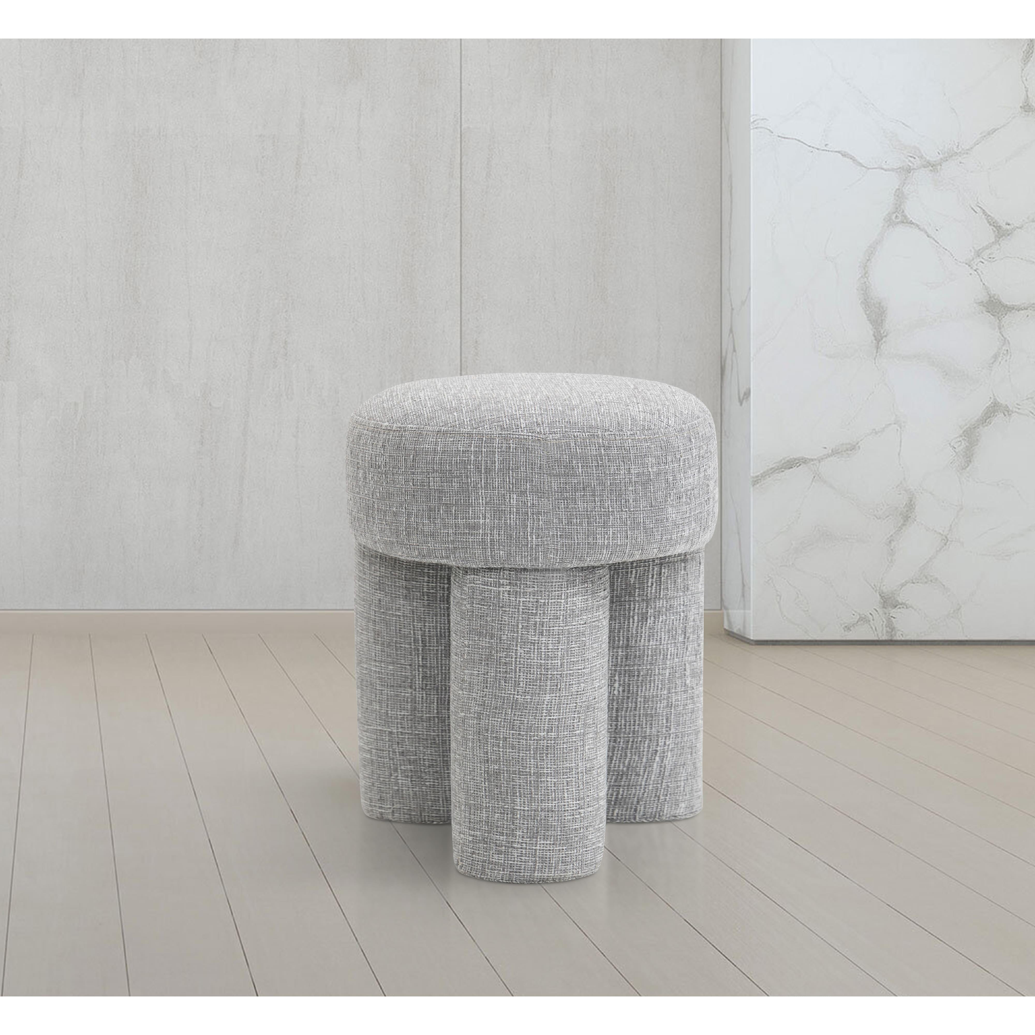 Meridian Larson Grey Polyester Fabric Ottoman/Stool