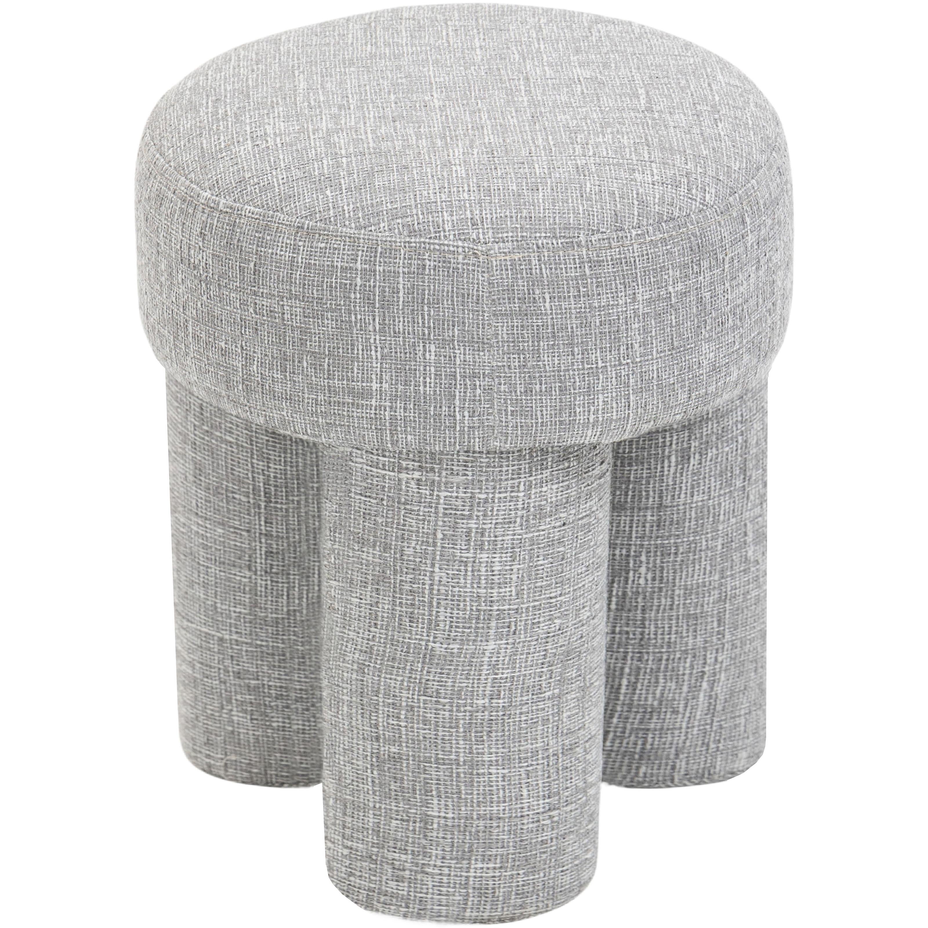 Meridian Larson Grey Polyester Fabric Ottoman/Stool