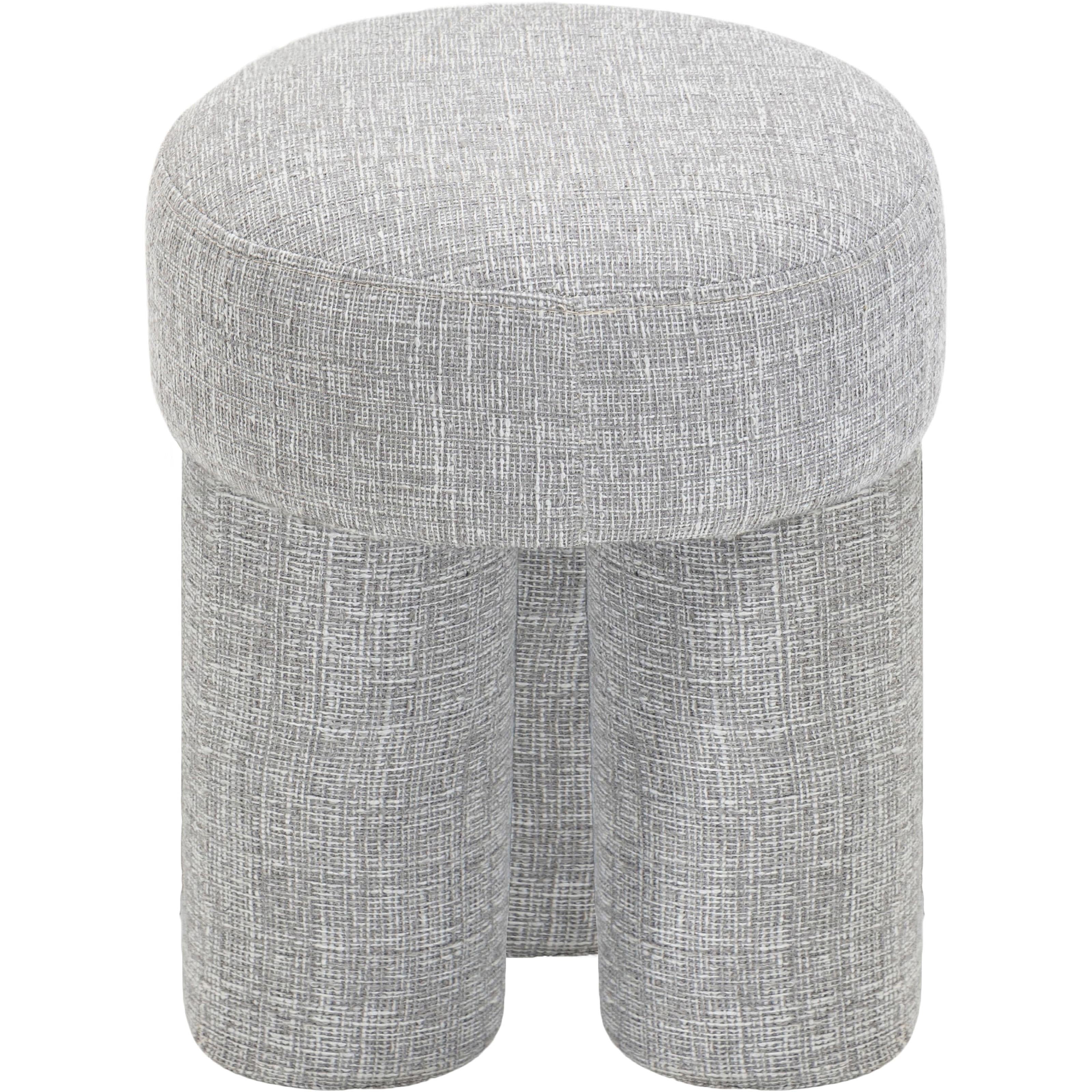 Meridian Larson Grey Polyester Fabric Ottoman/Stool