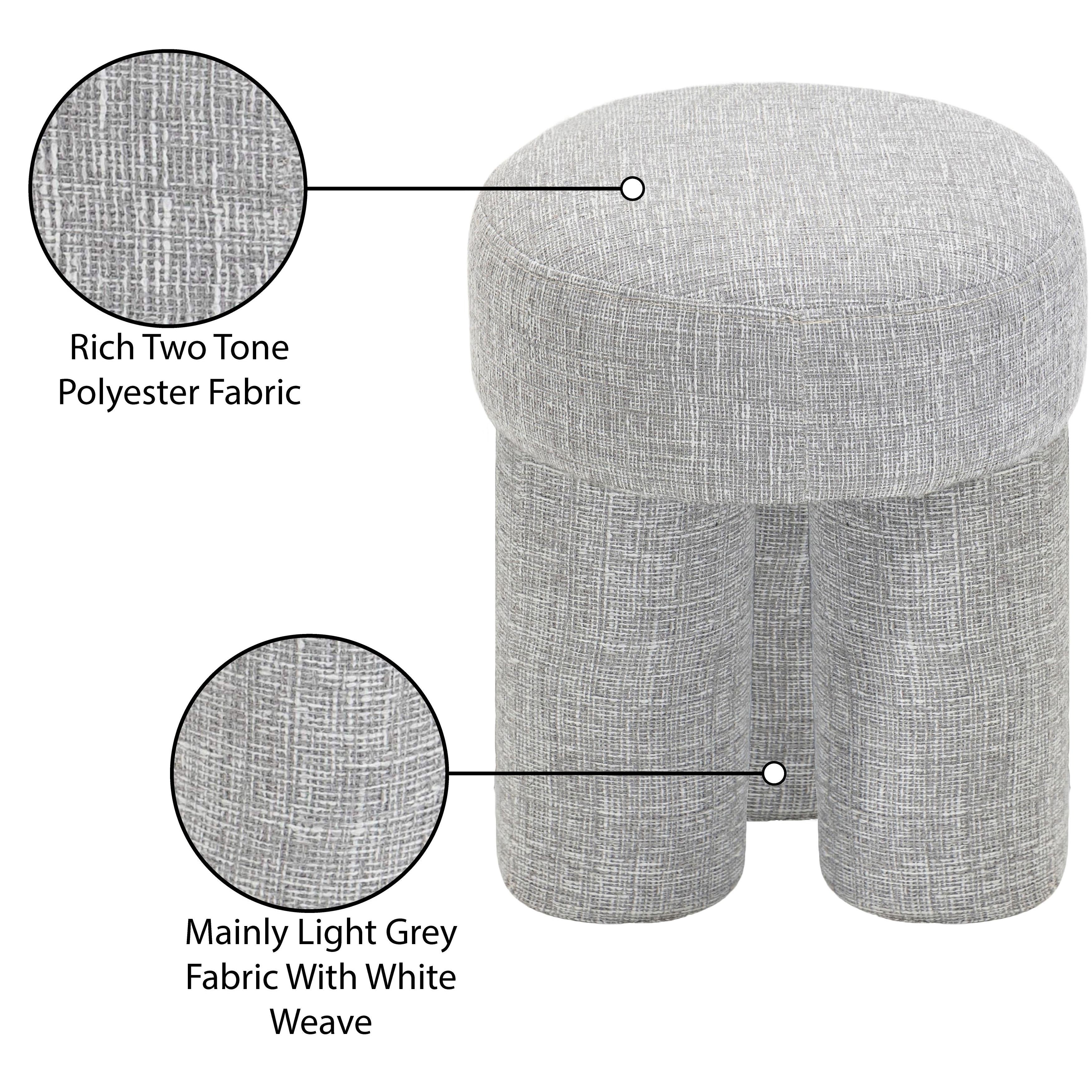 Meridian Larson Grey Polyester Fabric Ottoman/Stool