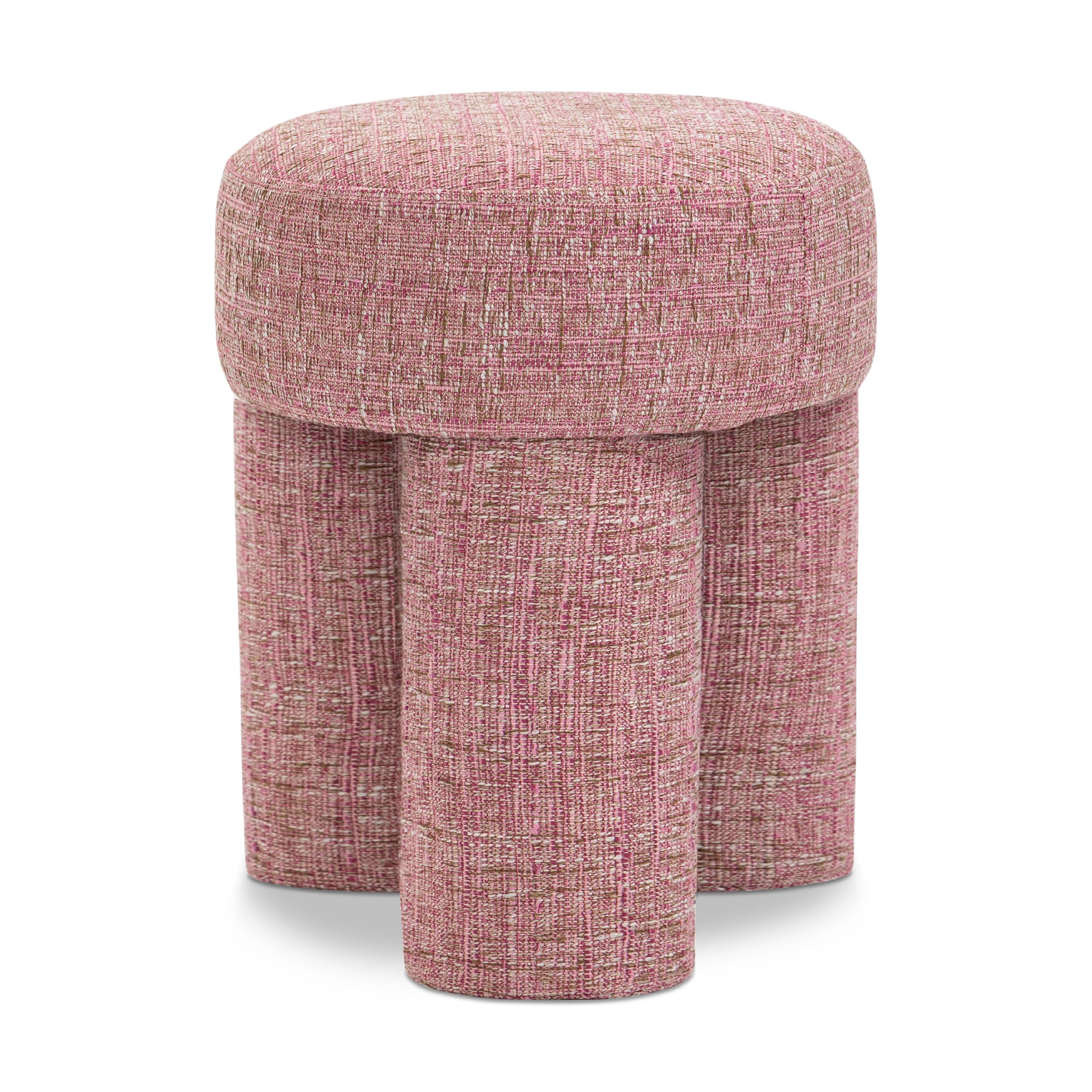 Meridian Larson Pink Polyester Fabric Ottoman/Stool