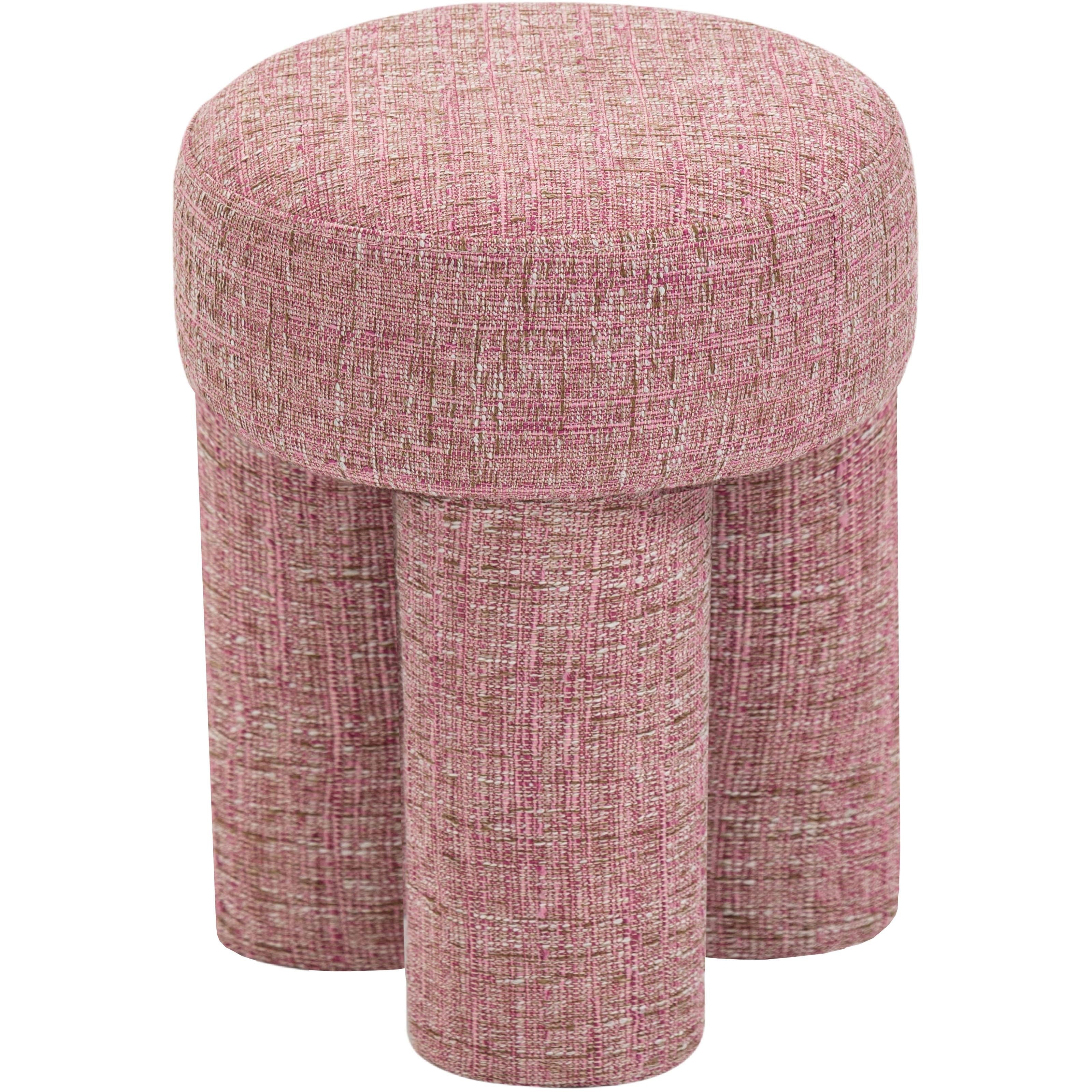 Meridian Larson Pink Polyester Fabric Ottoman/Stool