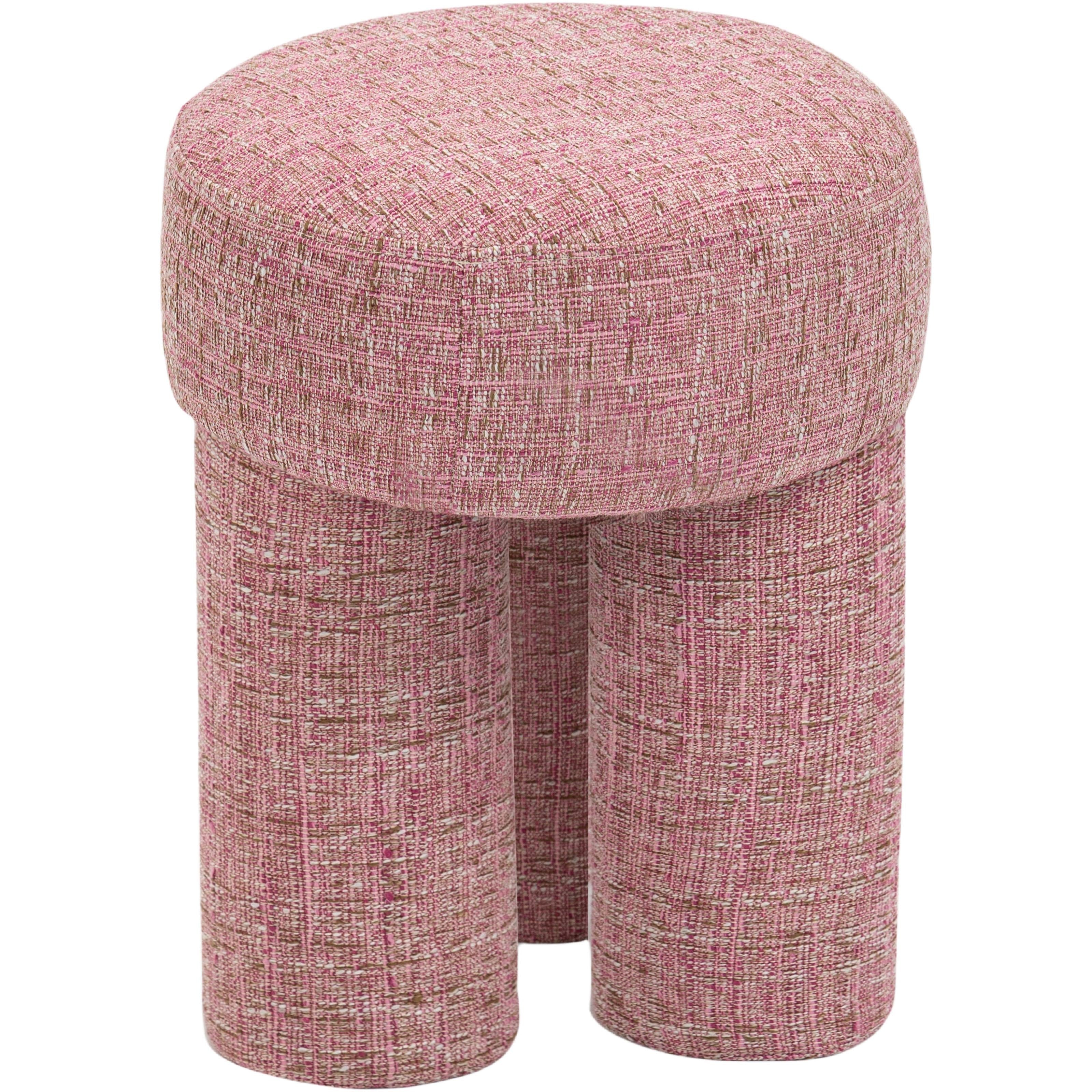 Meridian Larson Pink Polyester Fabric Ottoman/Stool
