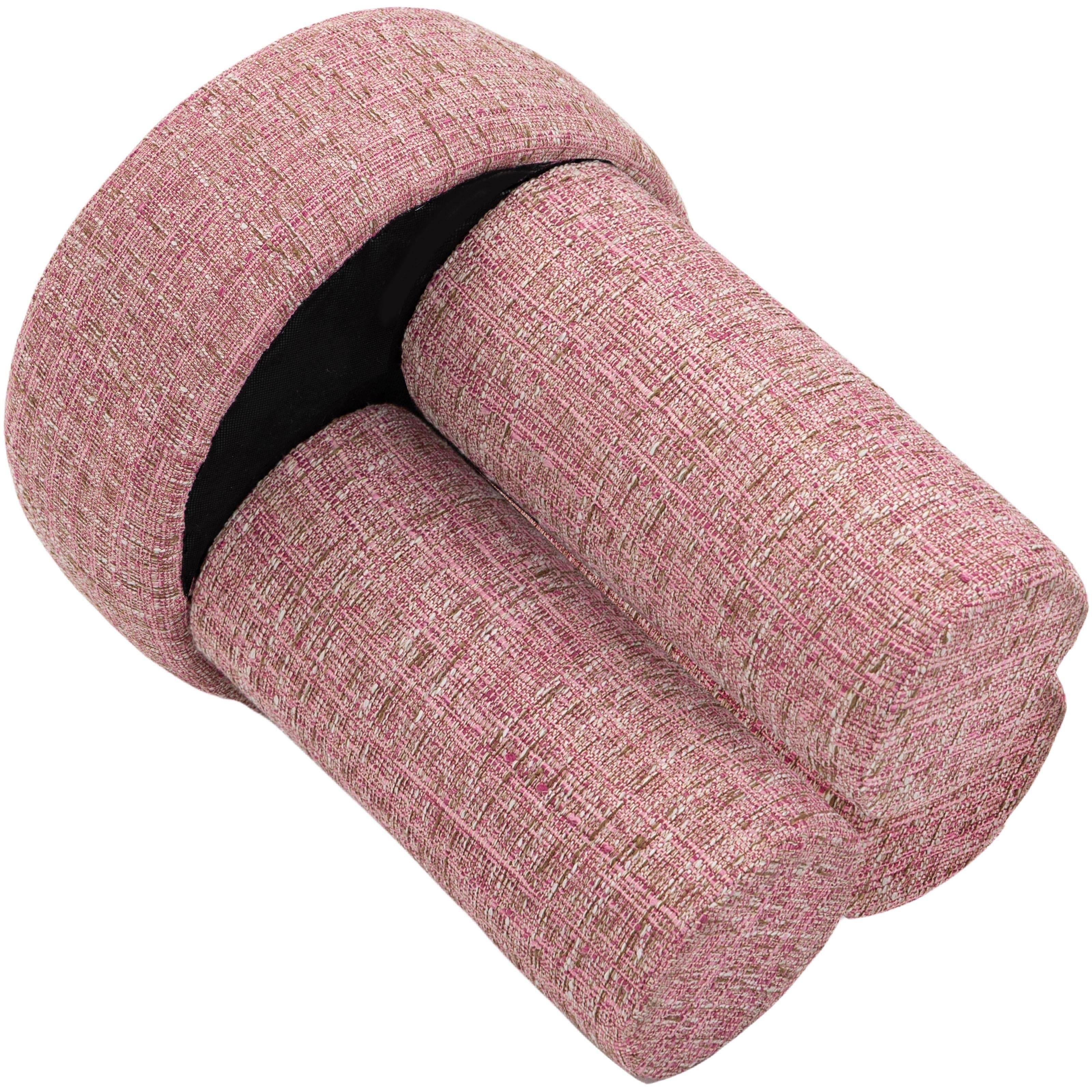 Meridian Larson Pink Polyester Fabric Ottoman/Stool