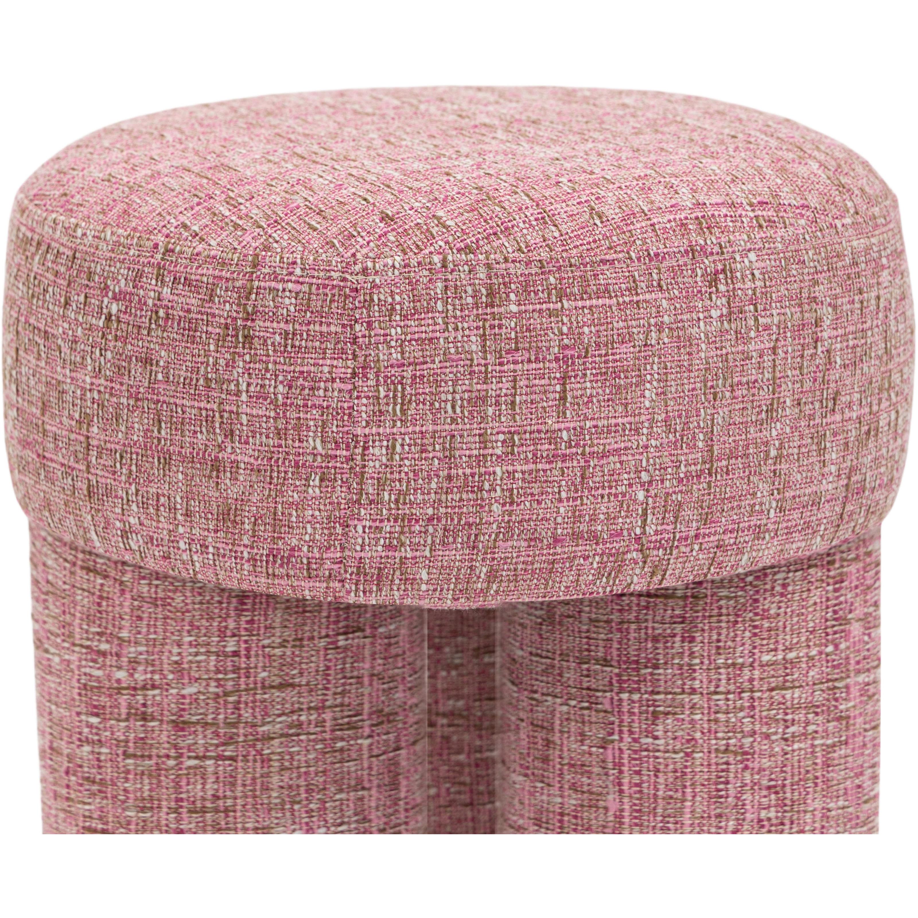 Meridian Larson Pink Polyester Fabric Ottoman/Stool