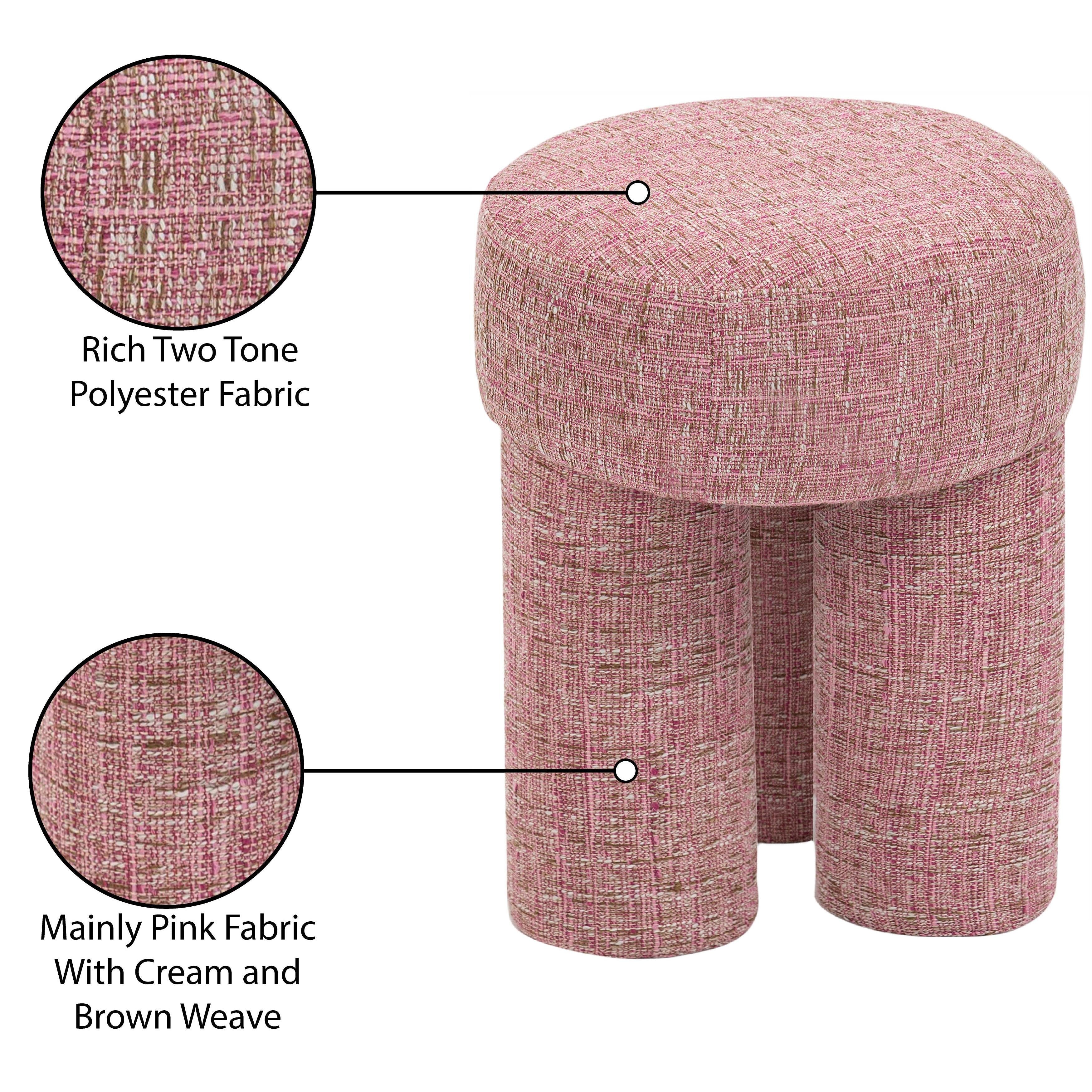 Meridian Larson Pink Polyester Fabric Ottoman/Stool