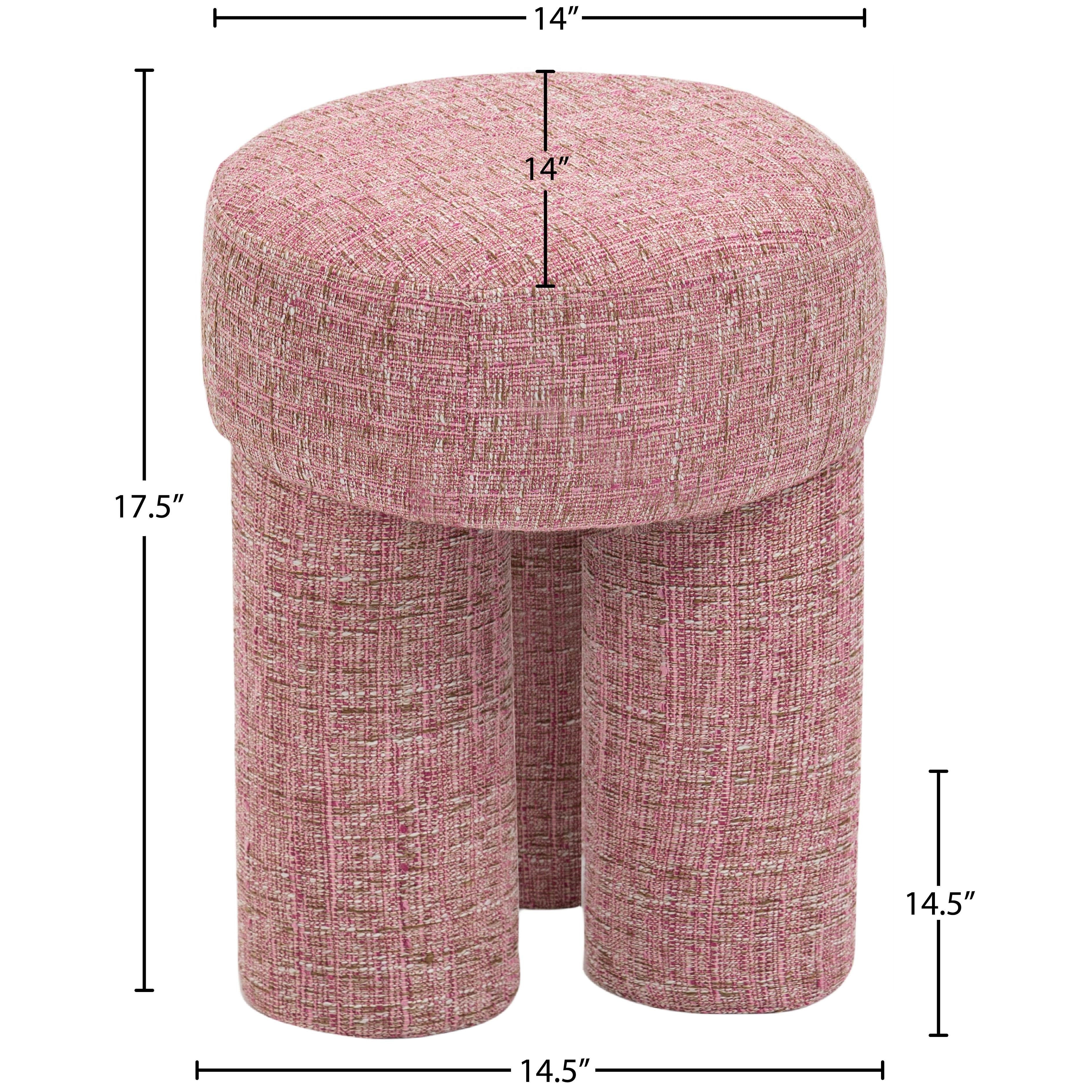 Meridian Larson Pink Polyester Fabric Ottoman/Stool