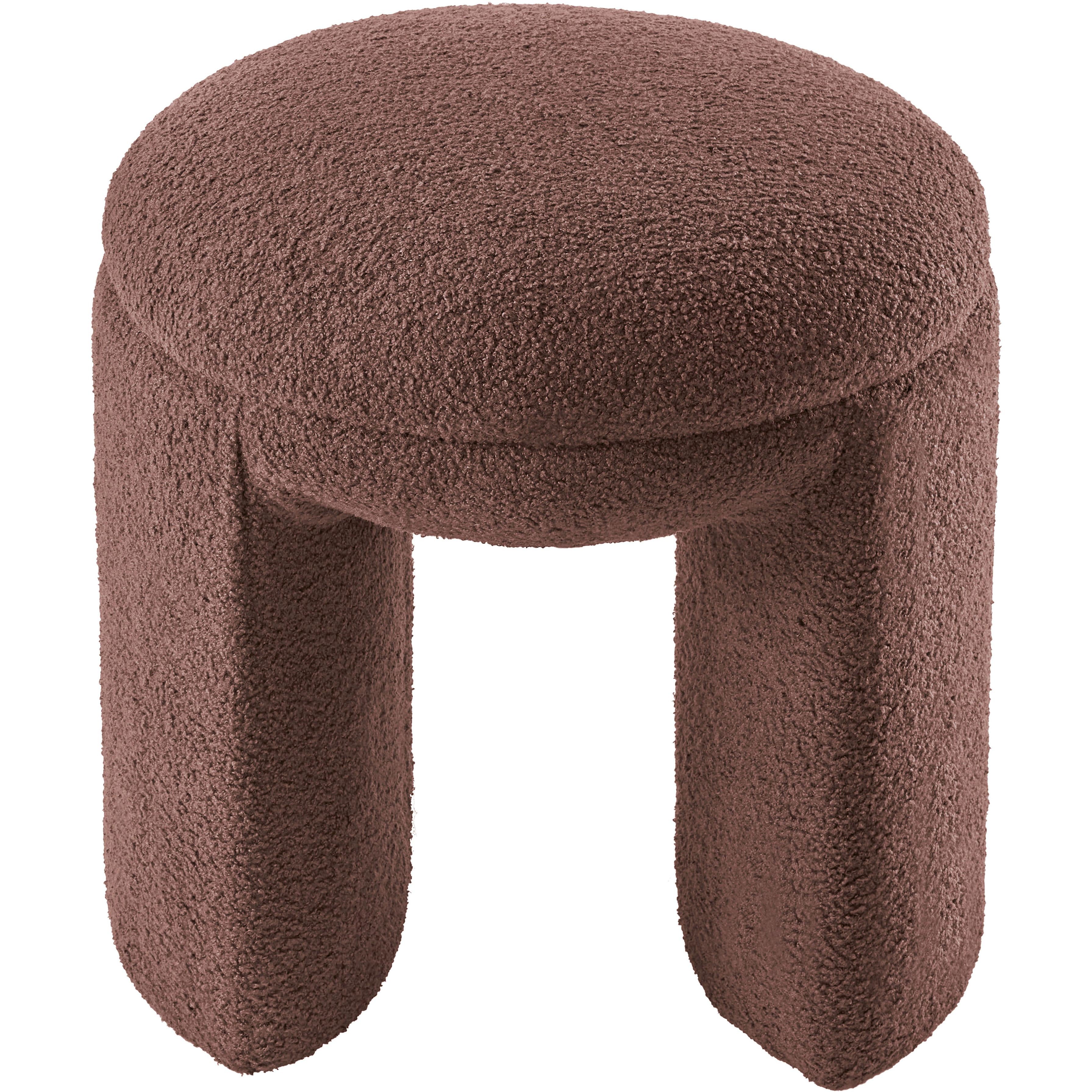 Meridian Bowen Brown Faux Shearling Teddy Fabric Ottoman/Stool