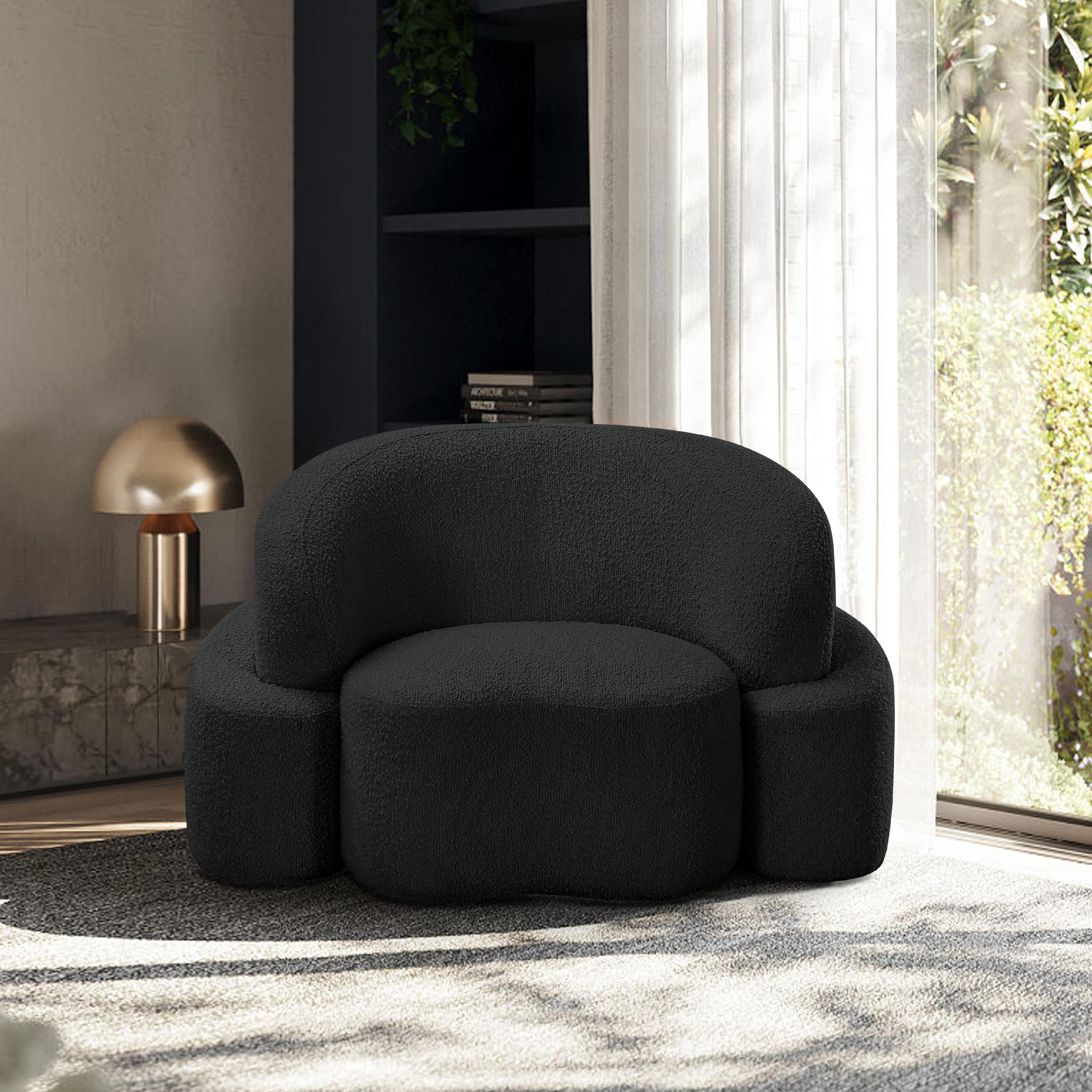 Meridian Principessa Black Boucle Fabric Chair