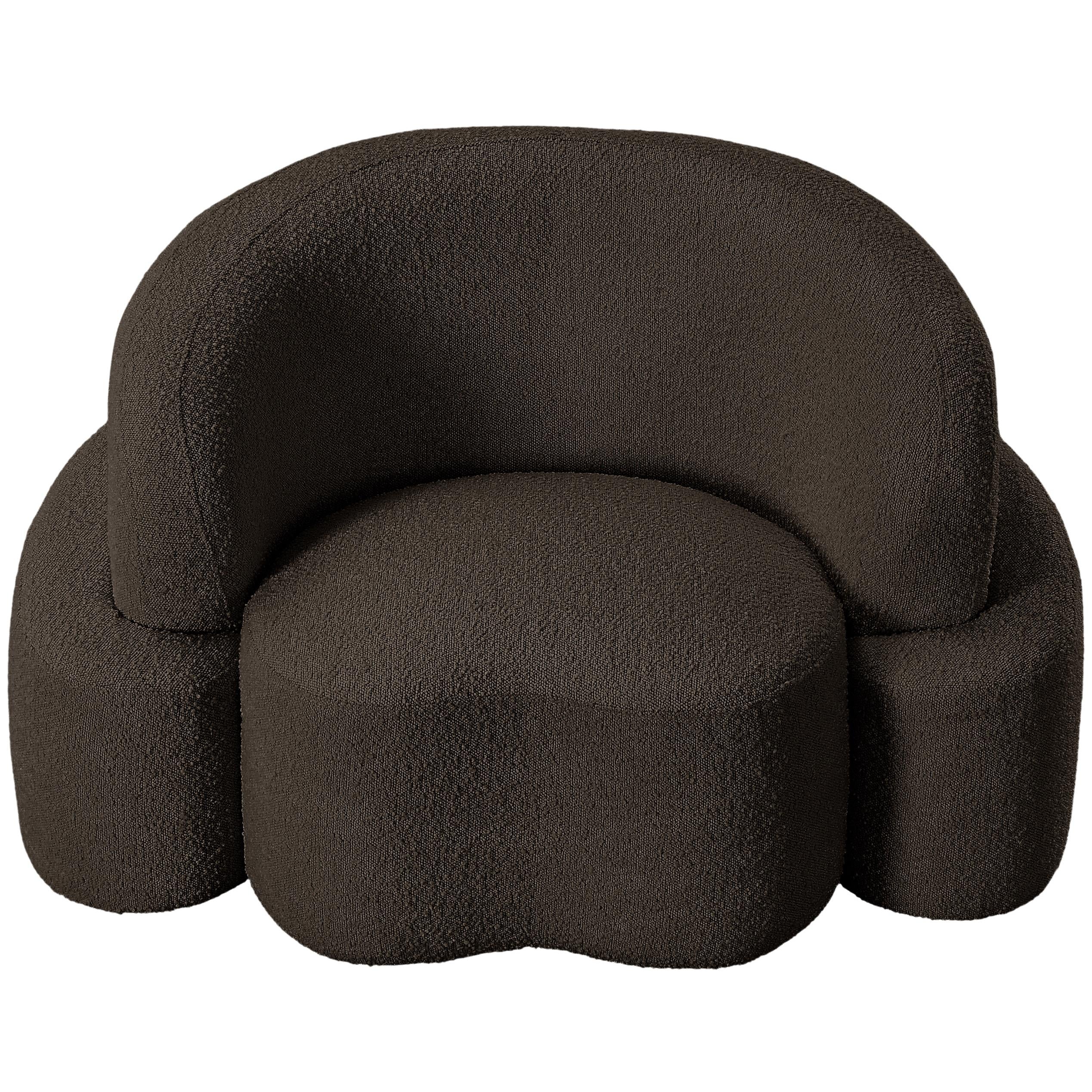 Meridian Principessa Brown Boucle Fabric Chair