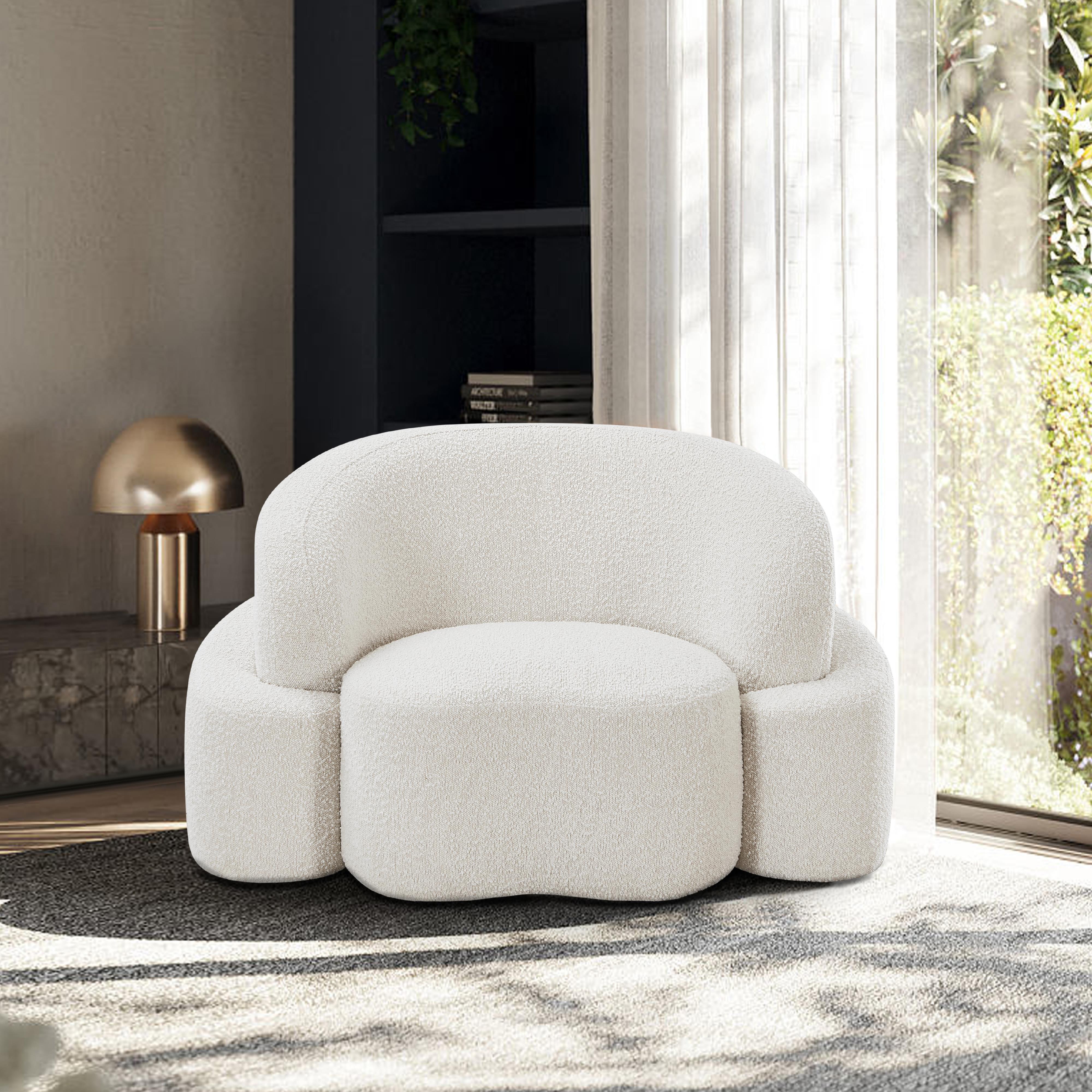 Meridian Principessa Cream Boucle Fabric Chair