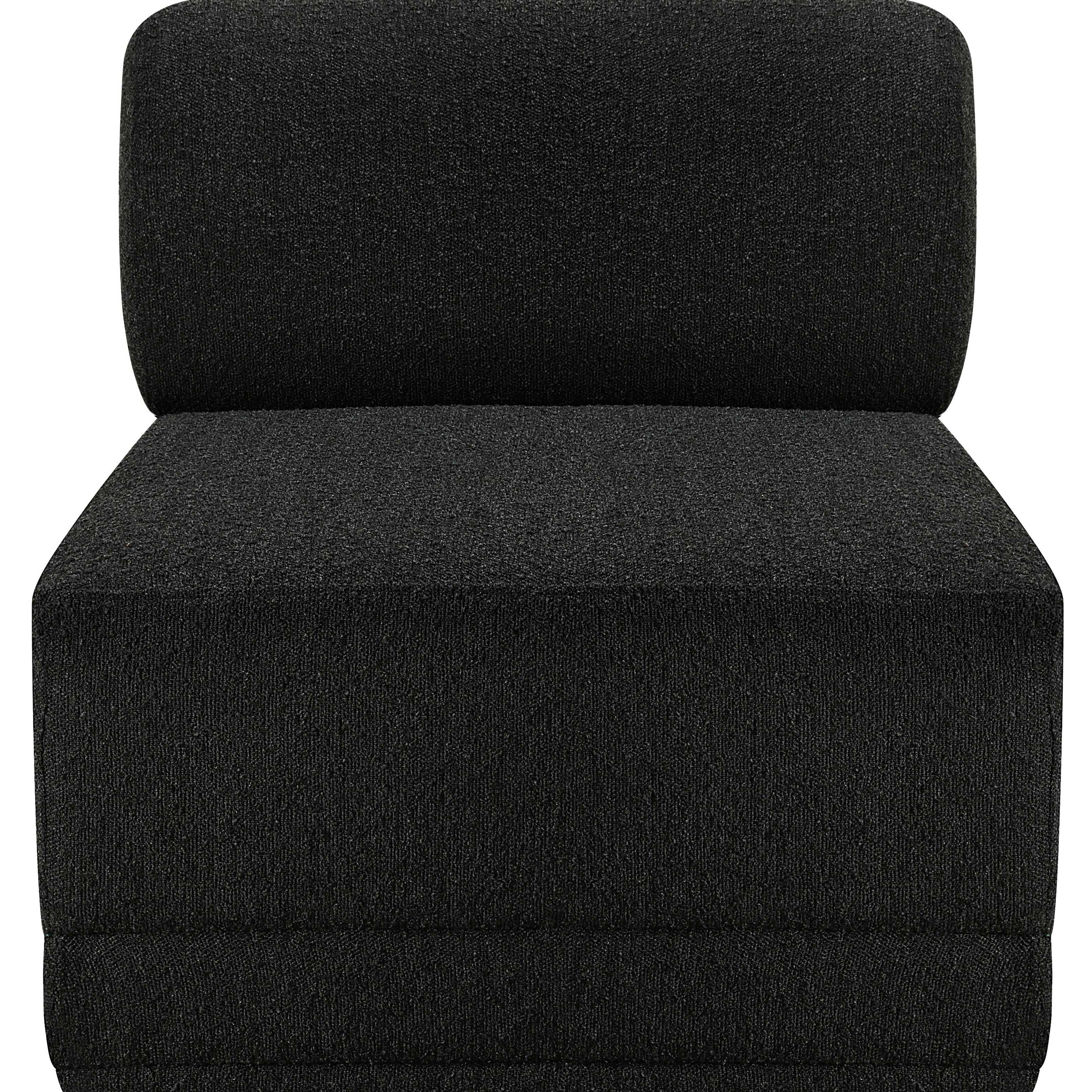 Meridian Ollie Black Boucle Fabric Armless