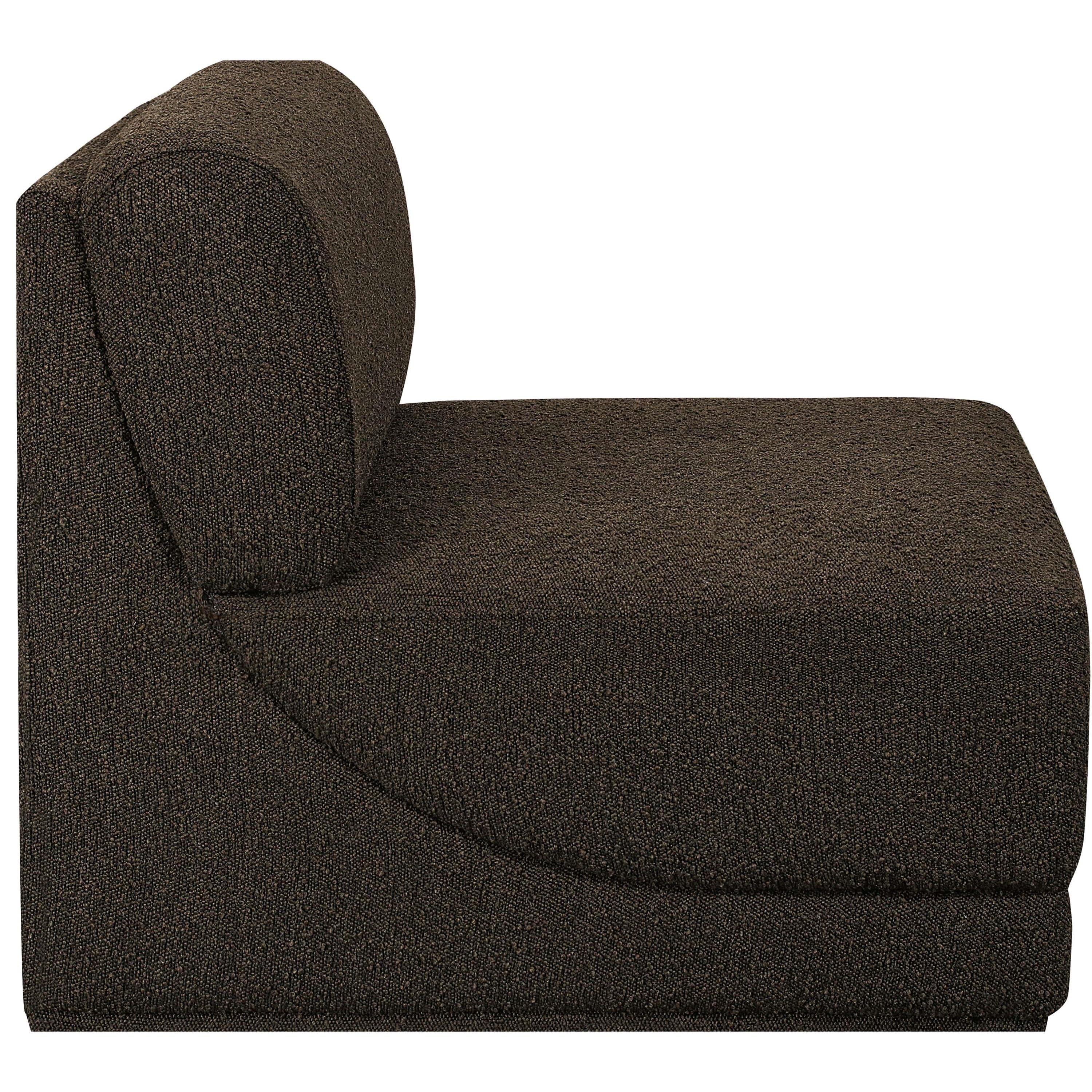 Meridian Ollie Brown Boucle Fabric Armless