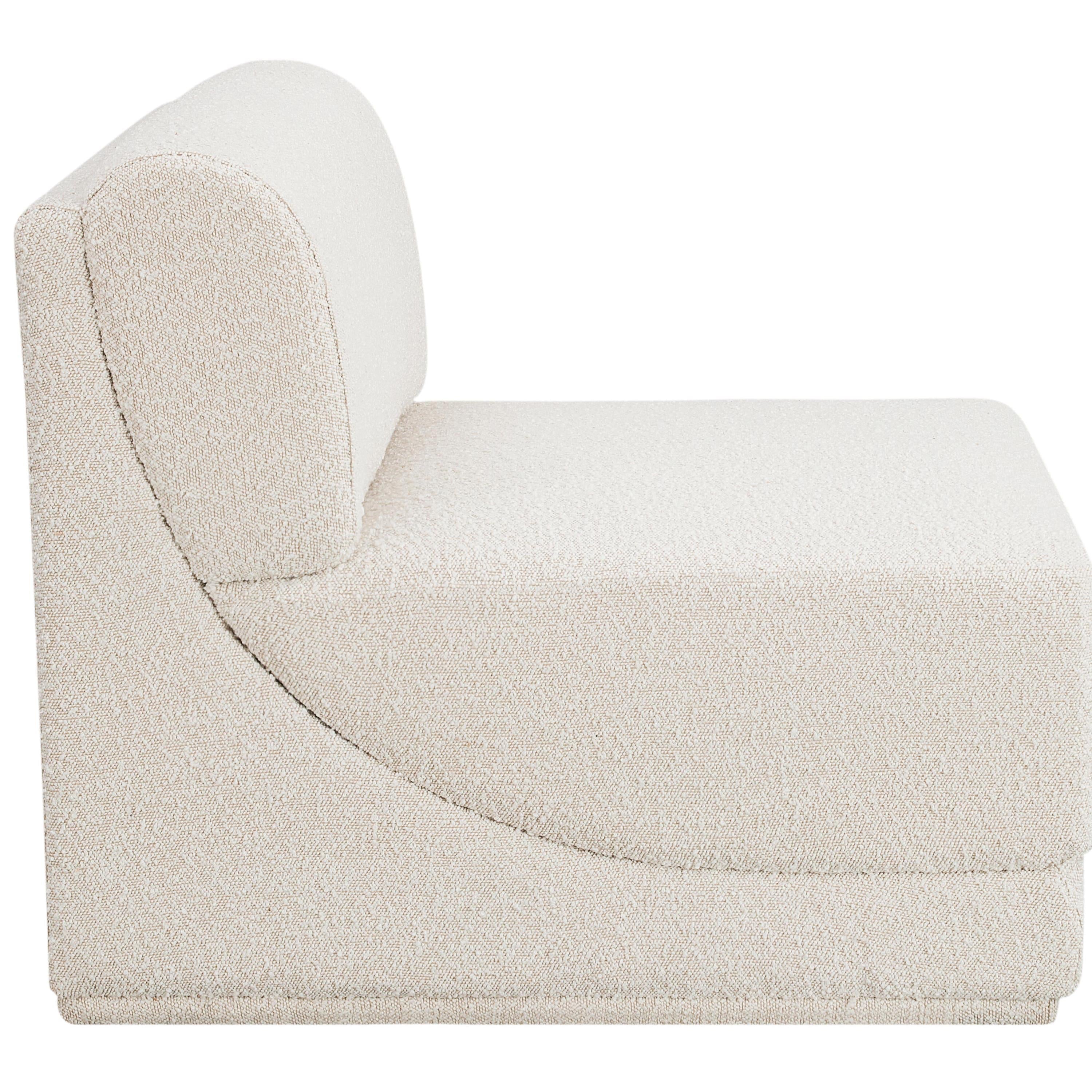 Meridian Ollie Cream Boucle Fabric Armless