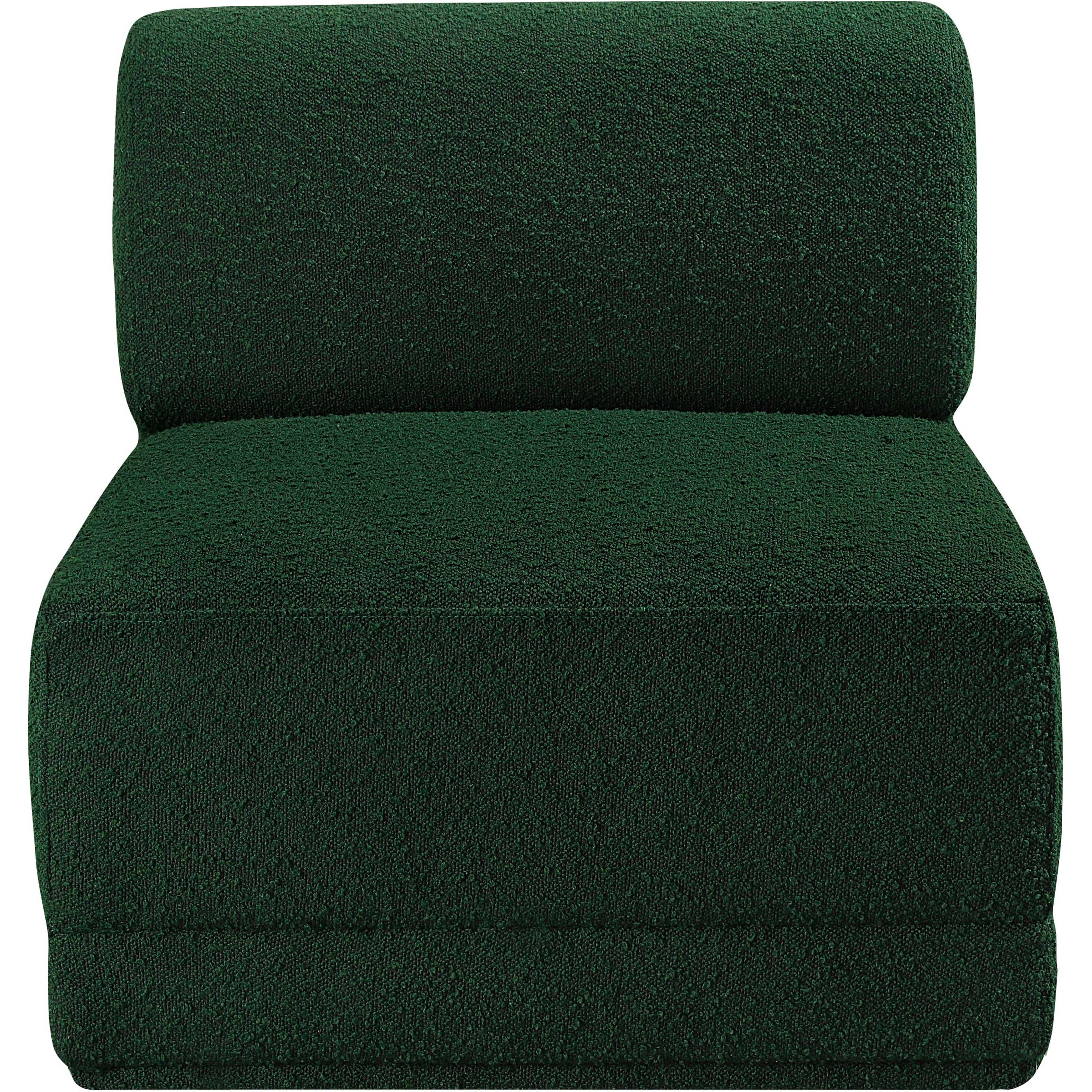Meridian Ollie Green Boucle Fabric Armless