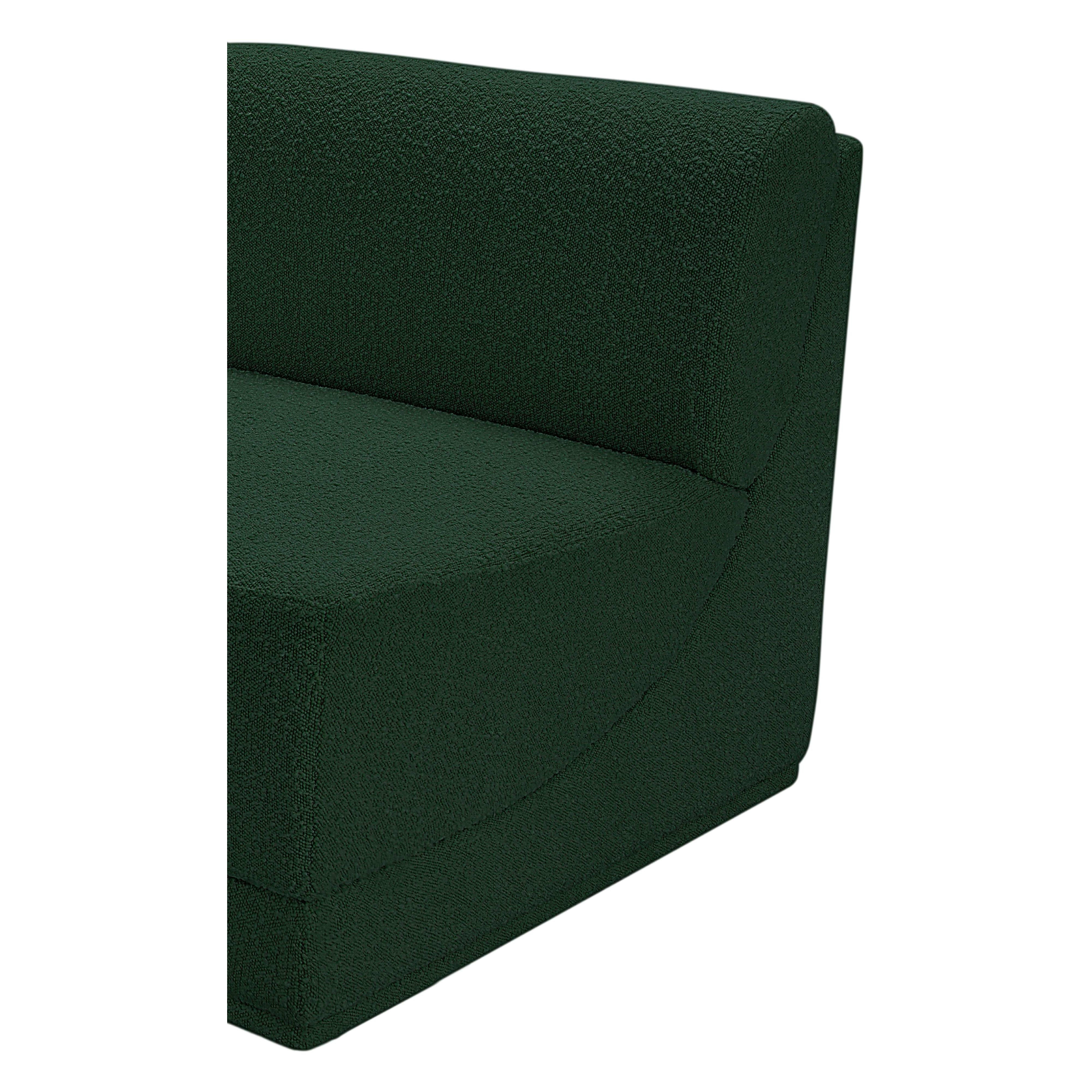 Meridian Ollie Green Boucle Fabric Armless