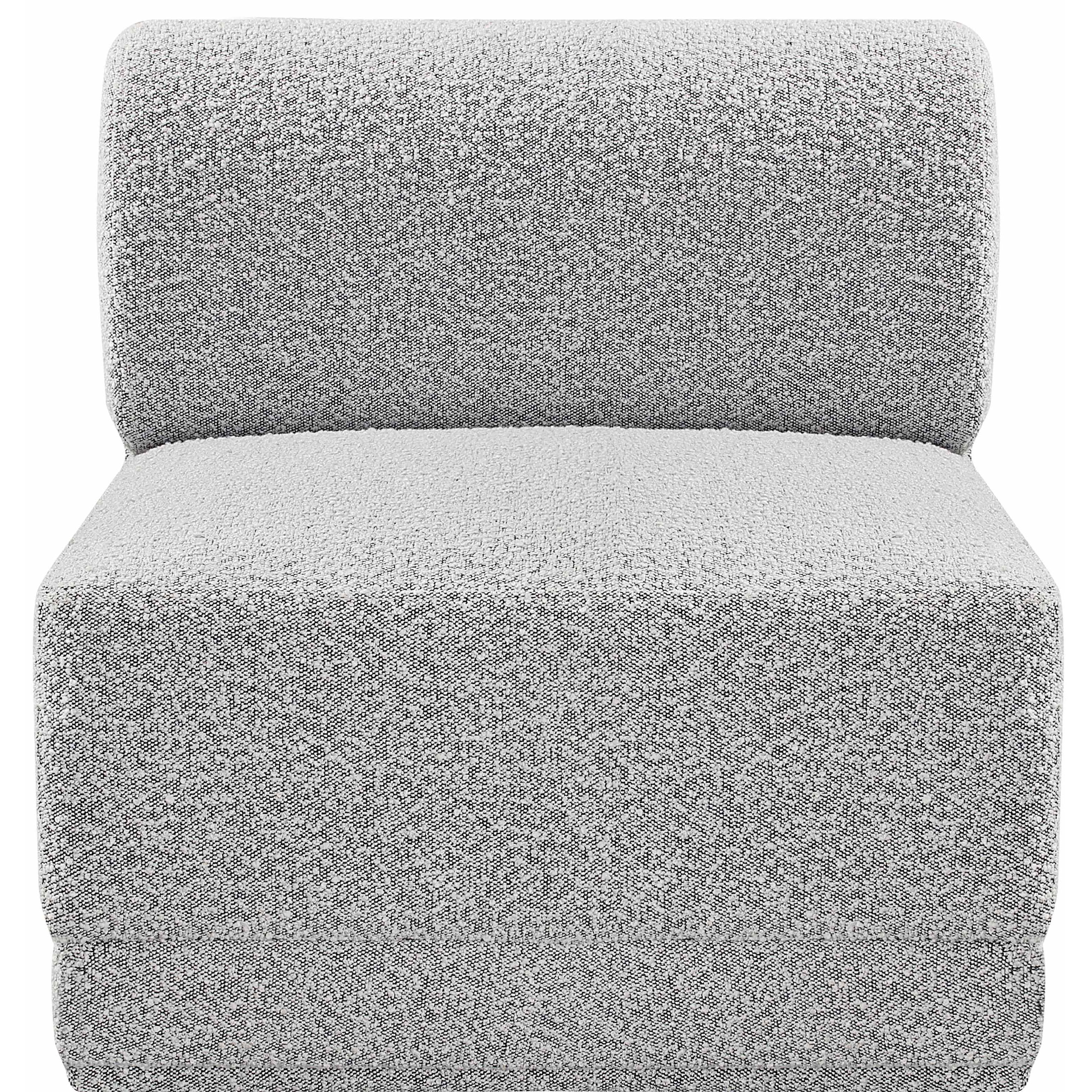 Meridian Ollie Grey Boucle Fabric Armless