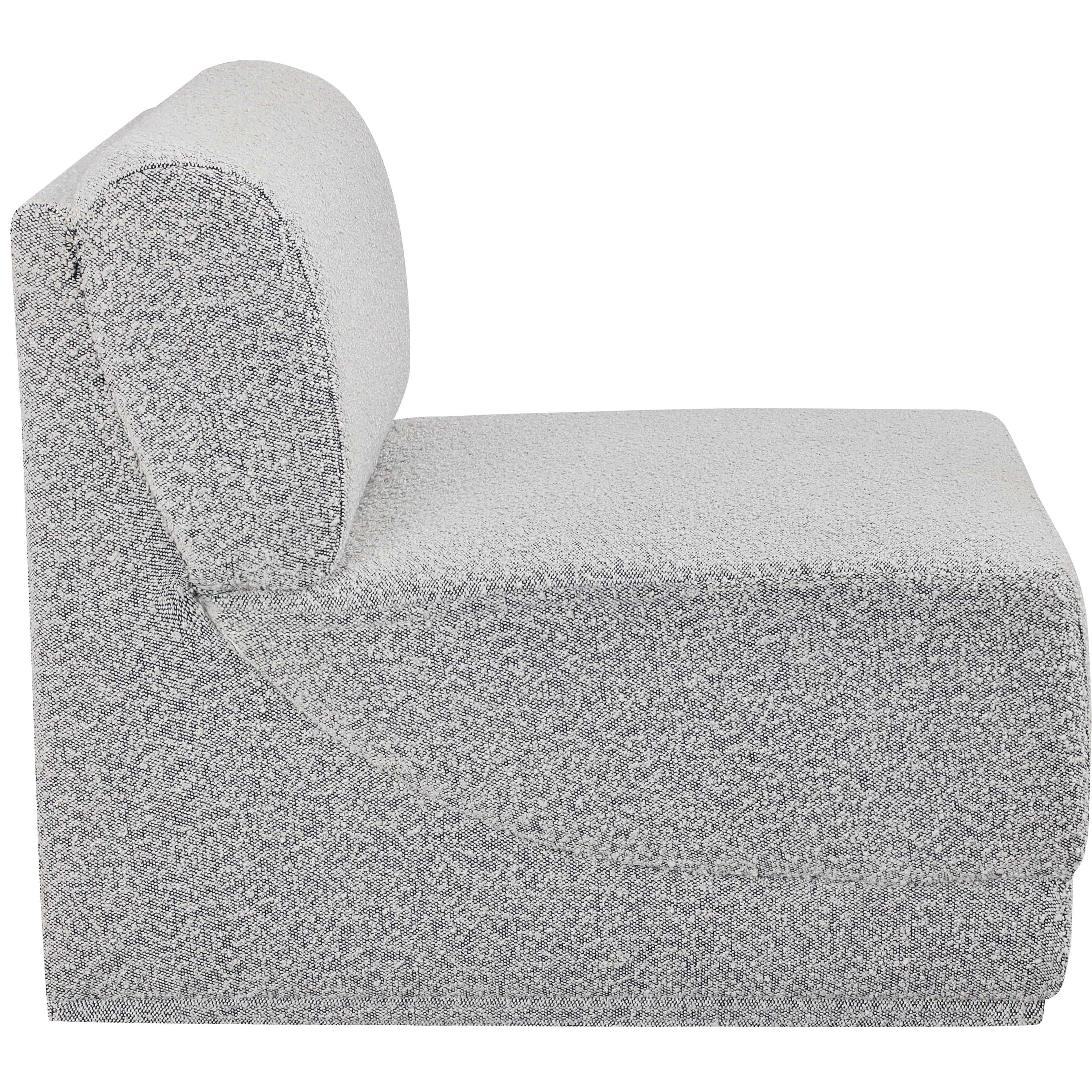 Meridian Ollie Grey Boucle Fabric Armless