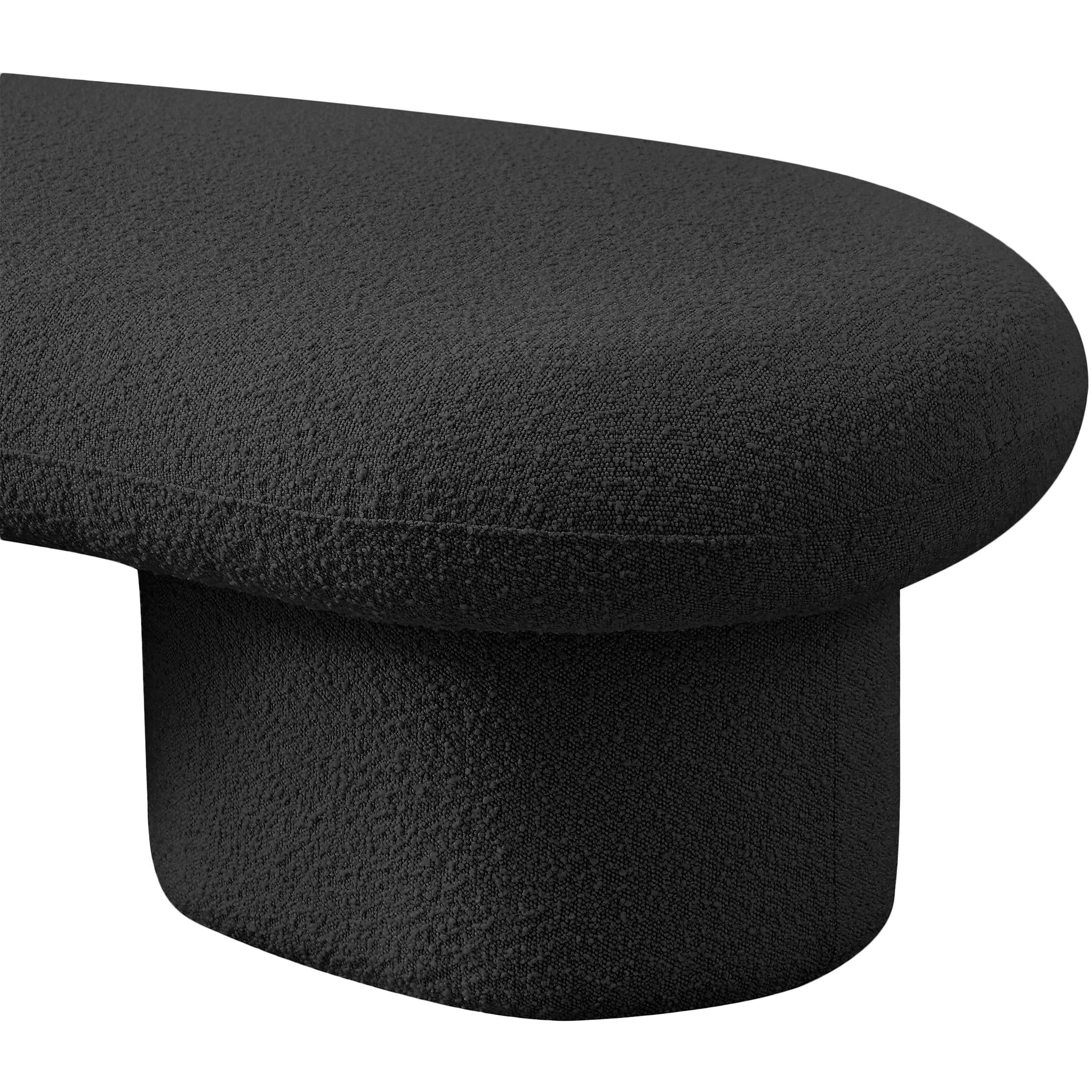 Meridian Luka Black Boucle Fabric Bench
