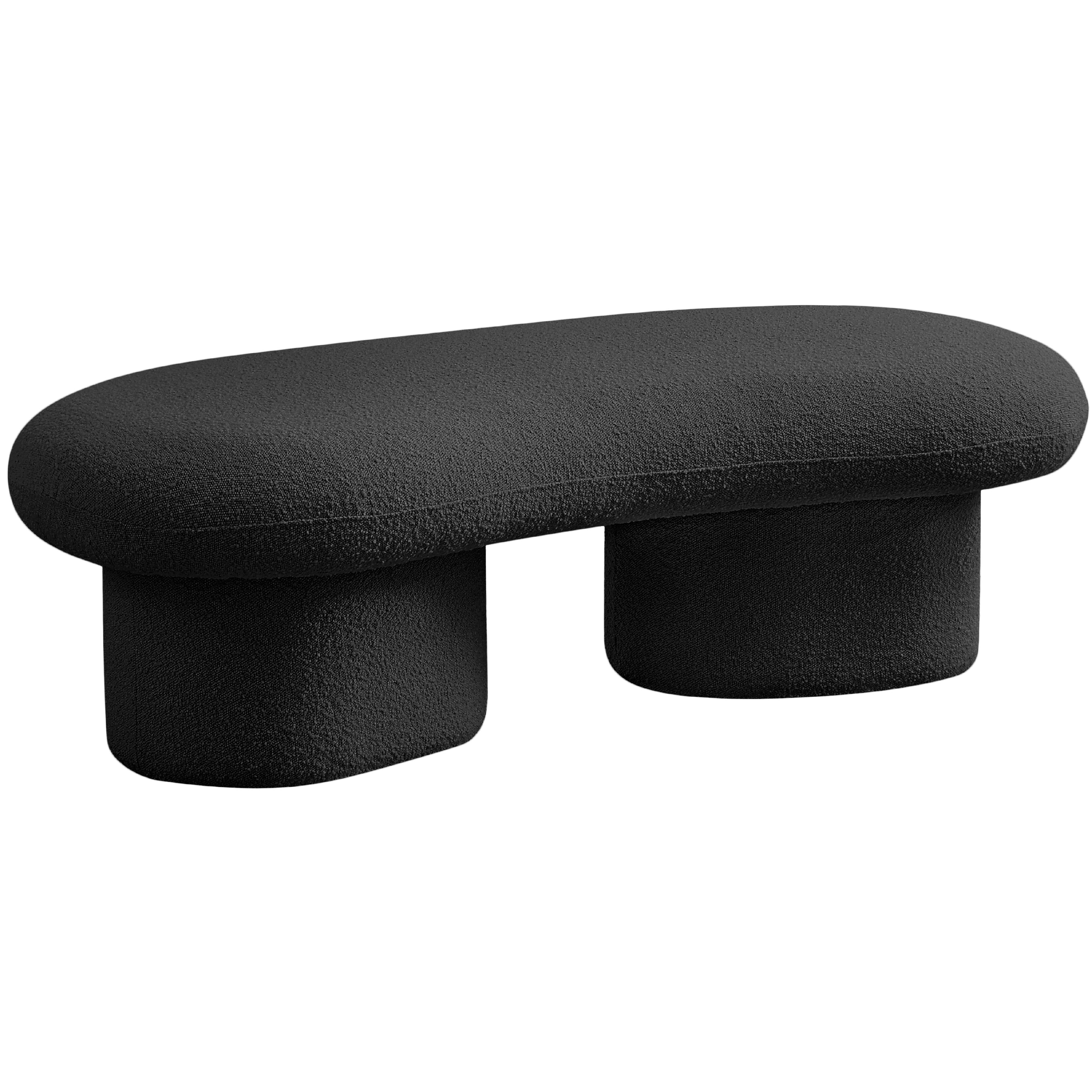 Meridian Luka Black Boucle Fabric Bench