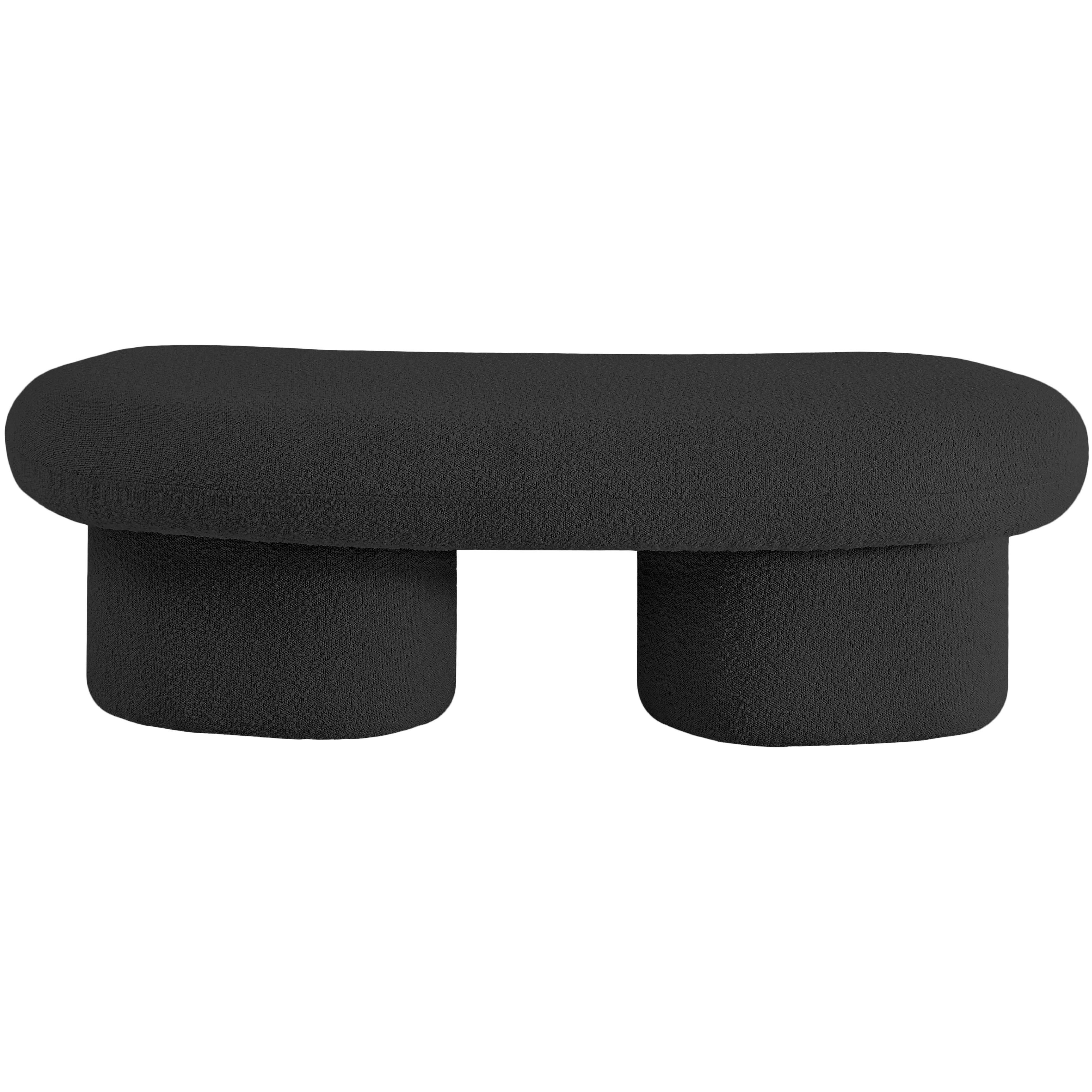 Meridian Luka Black Boucle Fabric Bench