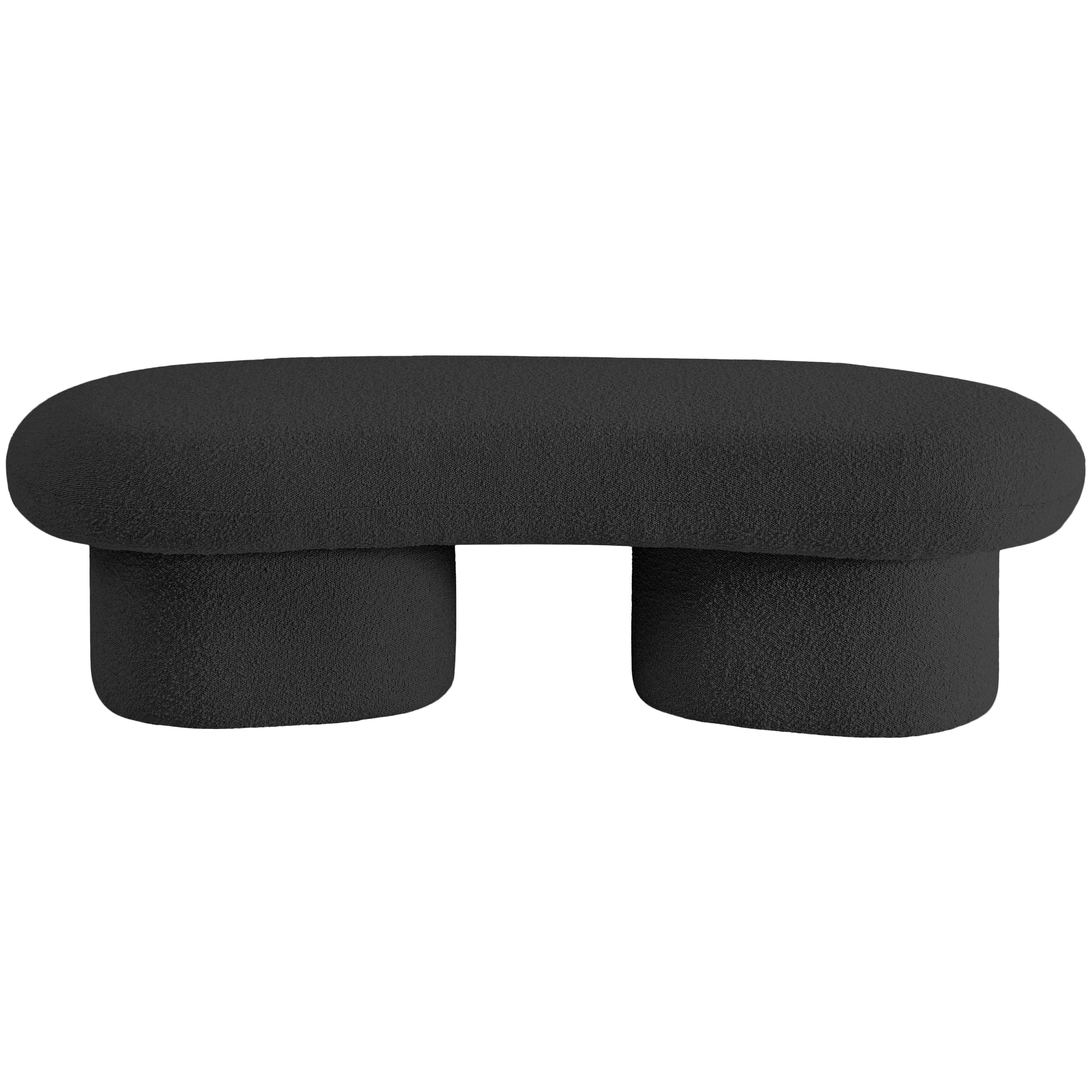 Meridian Luka Black Boucle Fabric Bench