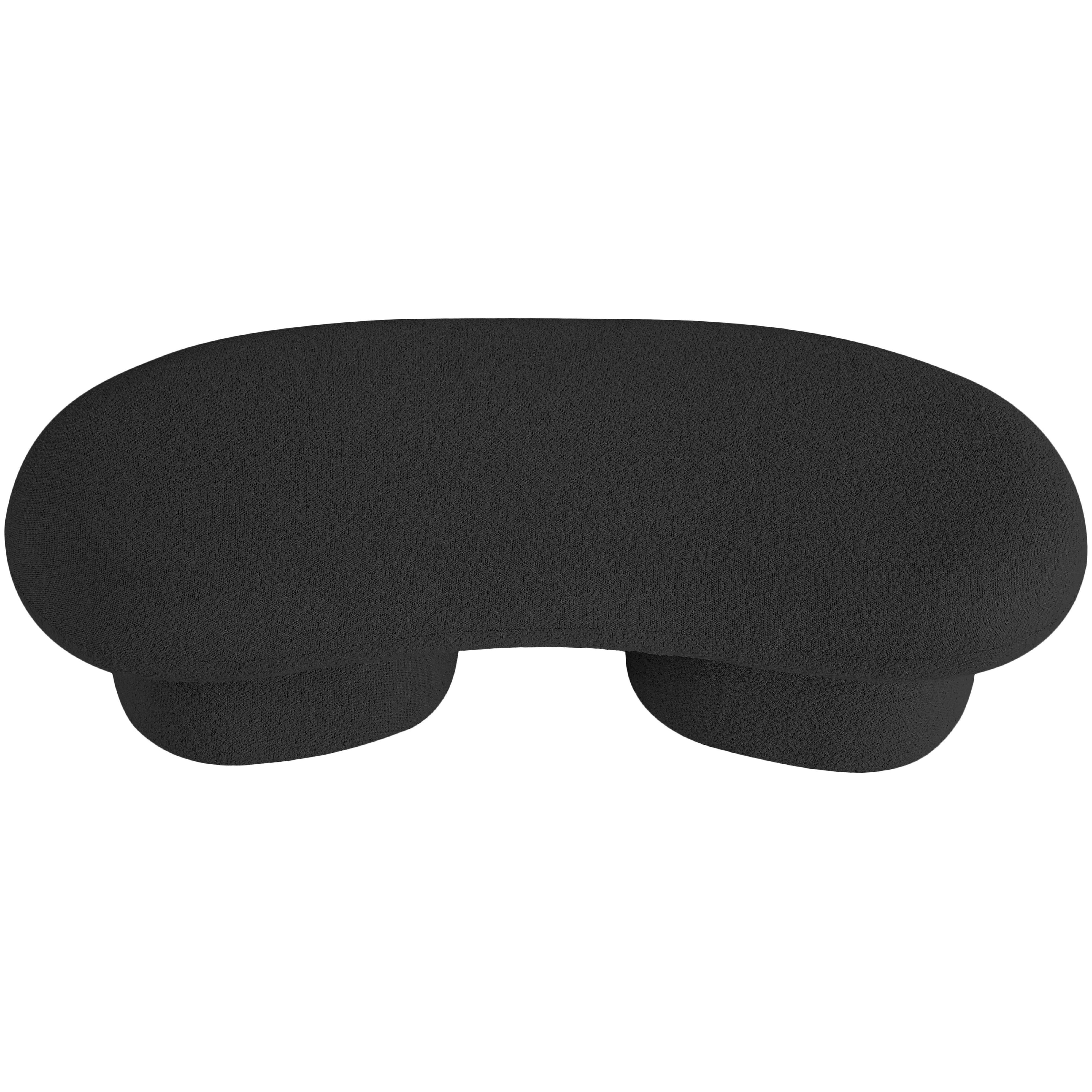 Meridian Luka Black Boucle Fabric Bench