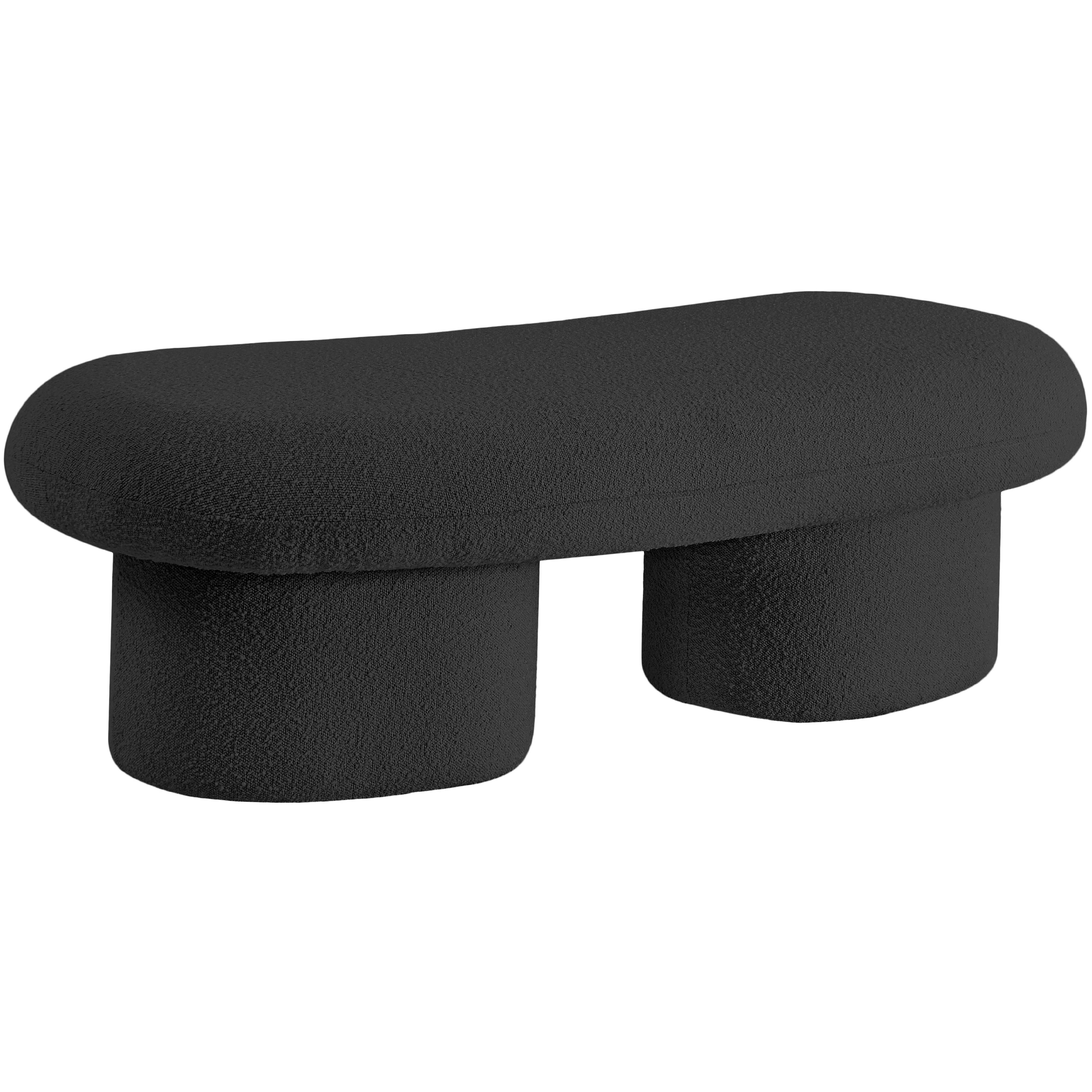 Meridian Luka Black Boucle Fabric Bench