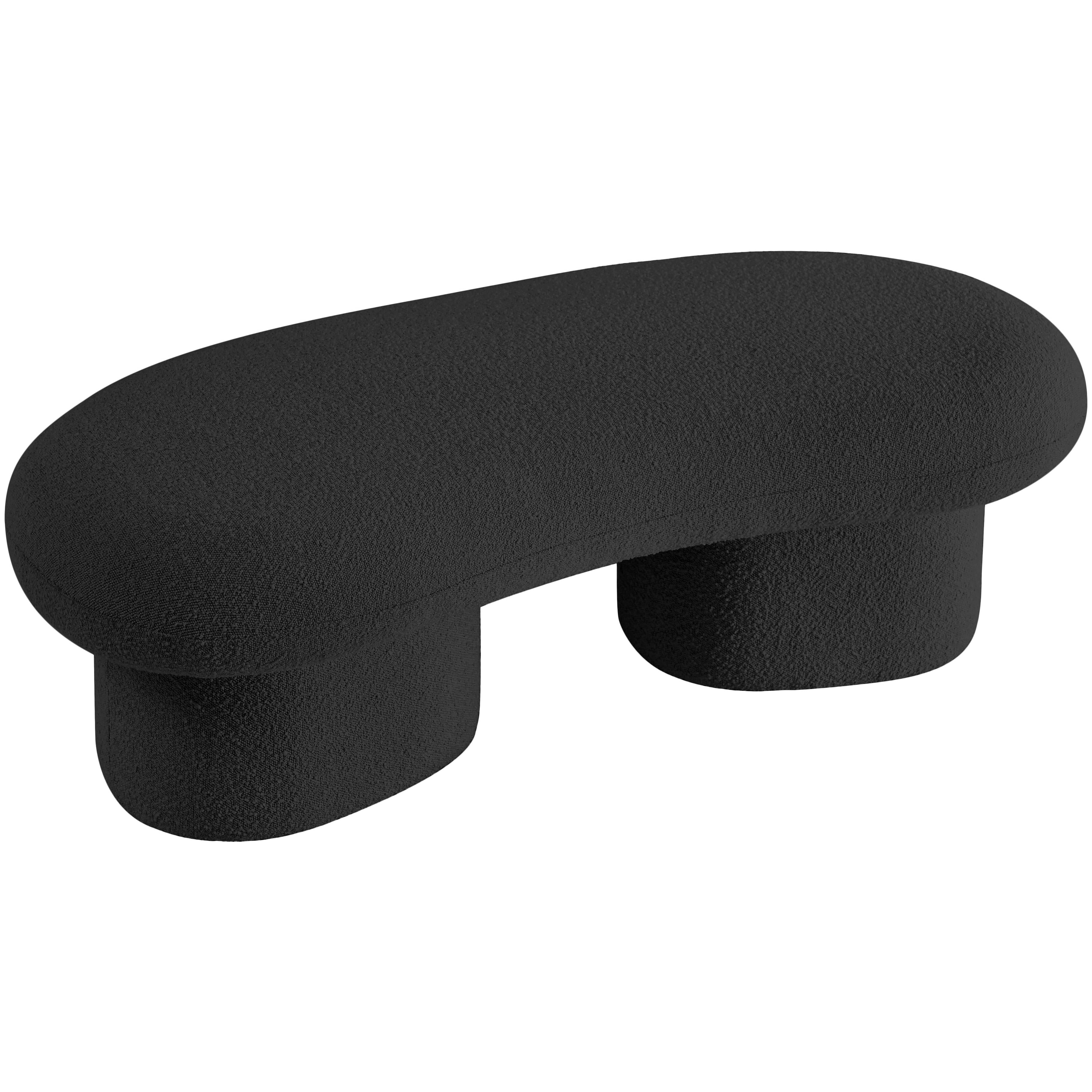 Meridian Luka Black Boucle Fabric Bench