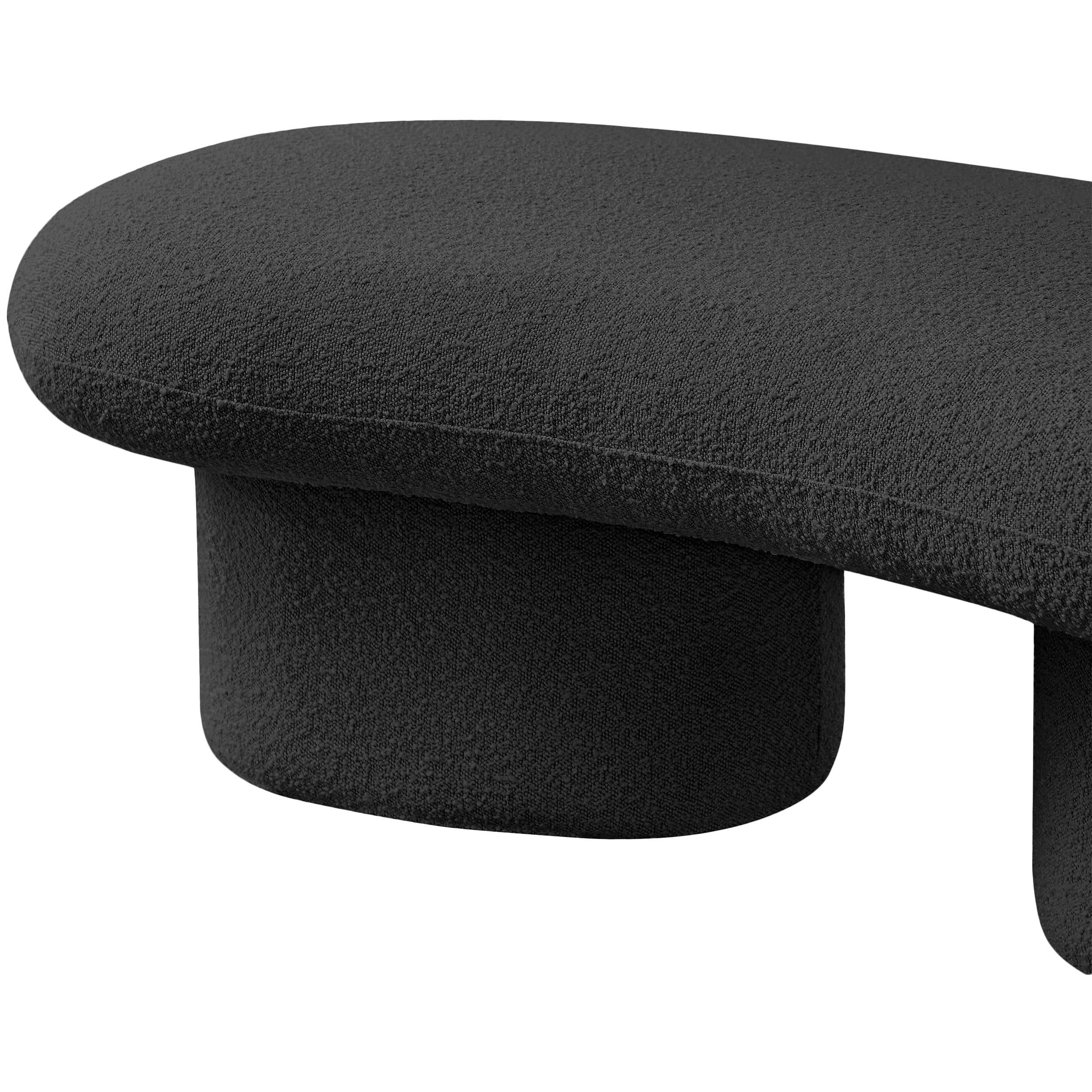 Meridian Luka Black Boucle Fabric Bench