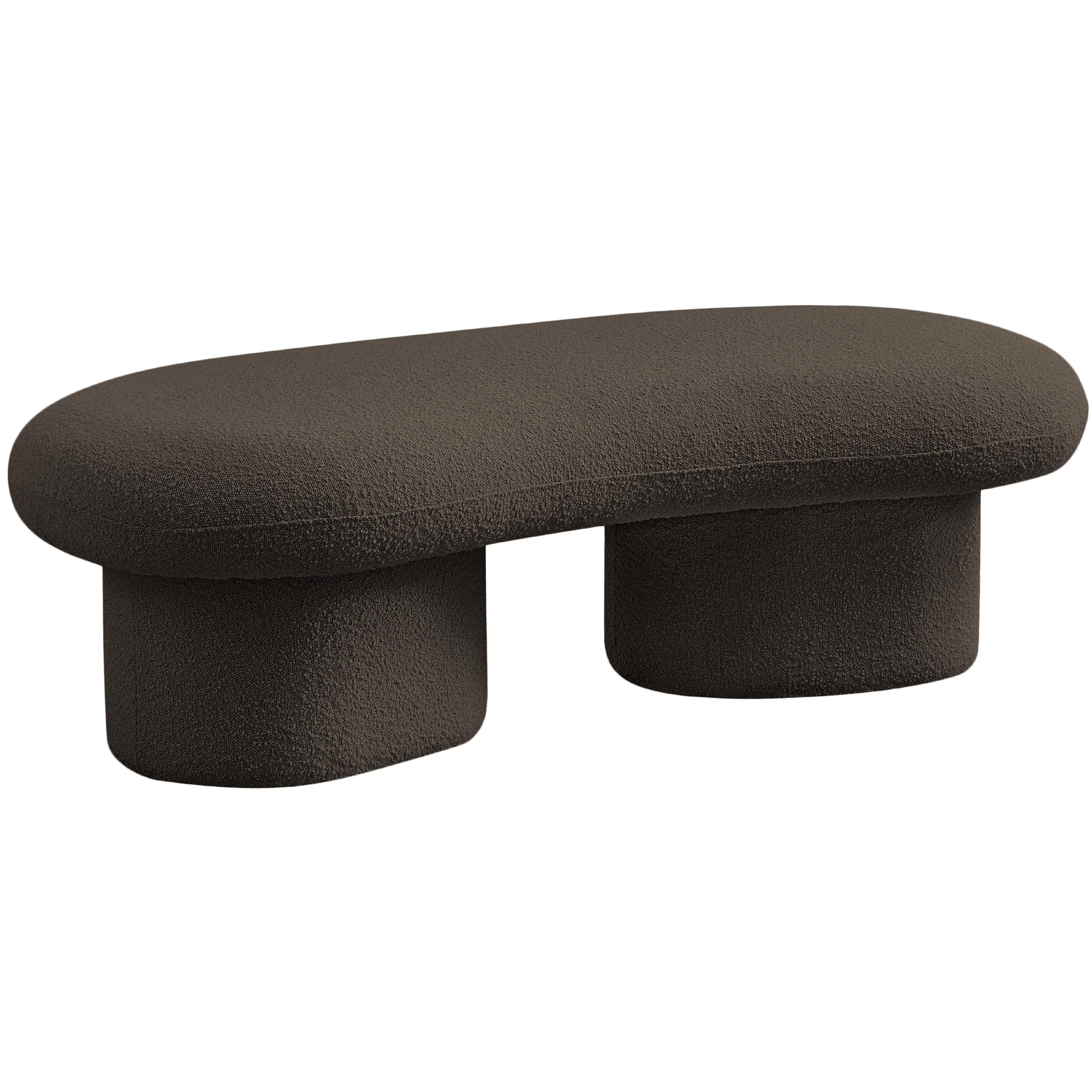 Meridian Luka Brown Boucle Fabric Bench